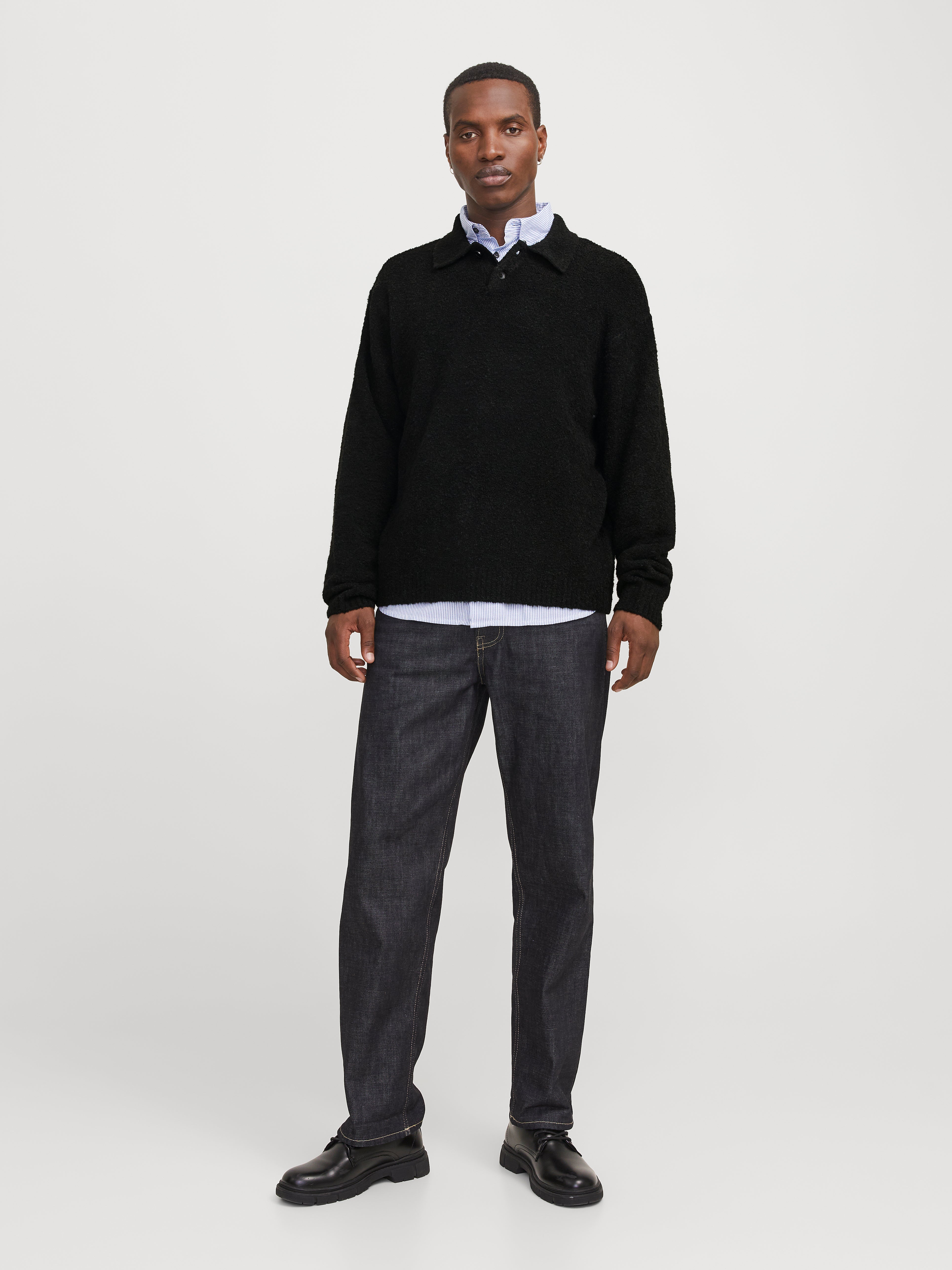 Thumbnail - Einfarbig Gestricktes Polo