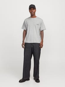 Jack & Jones Rückenprint T-shirt -Light Grey Melange - 12278088