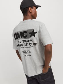 Jack & Jones Rückenprint T-shirt -Light Grey Melange - 12278088