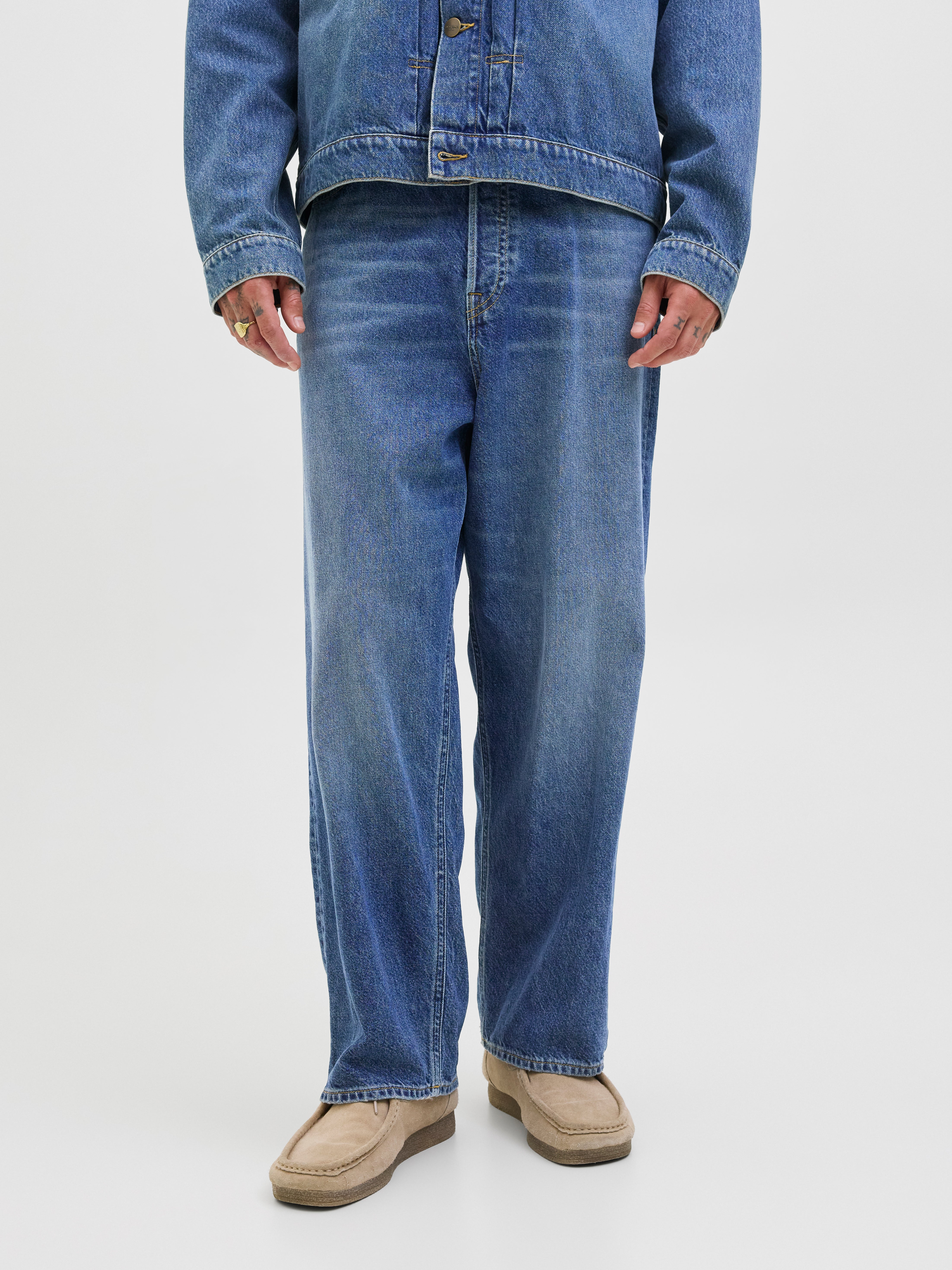 Alloaone Ensemble Costume En Jean Homme Bleu Décontracté – Veste + Jeans Déchirés Tendance Printemps/Automne – Look Streetwear Confortable