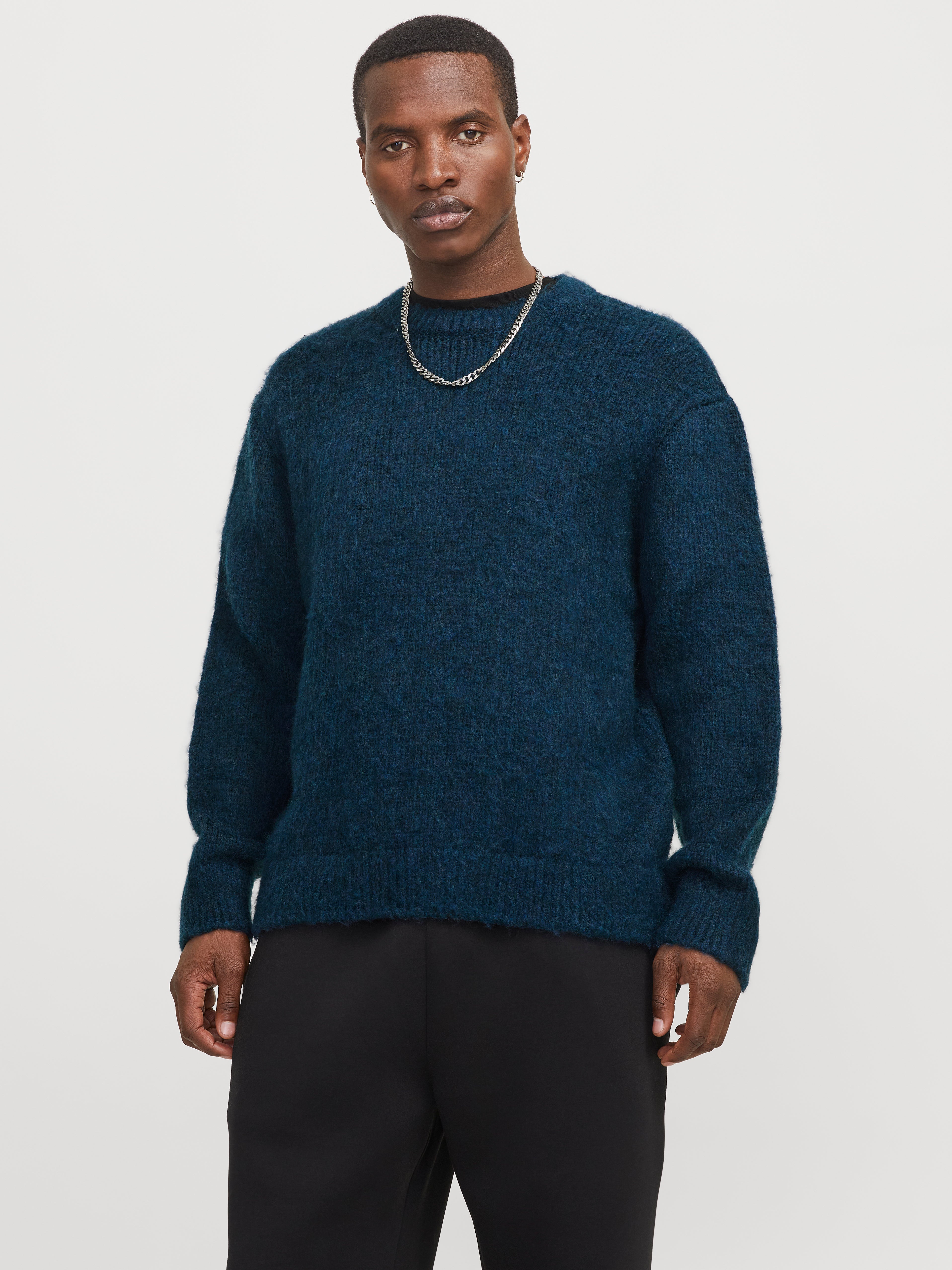 Einfarbig Strickpullover