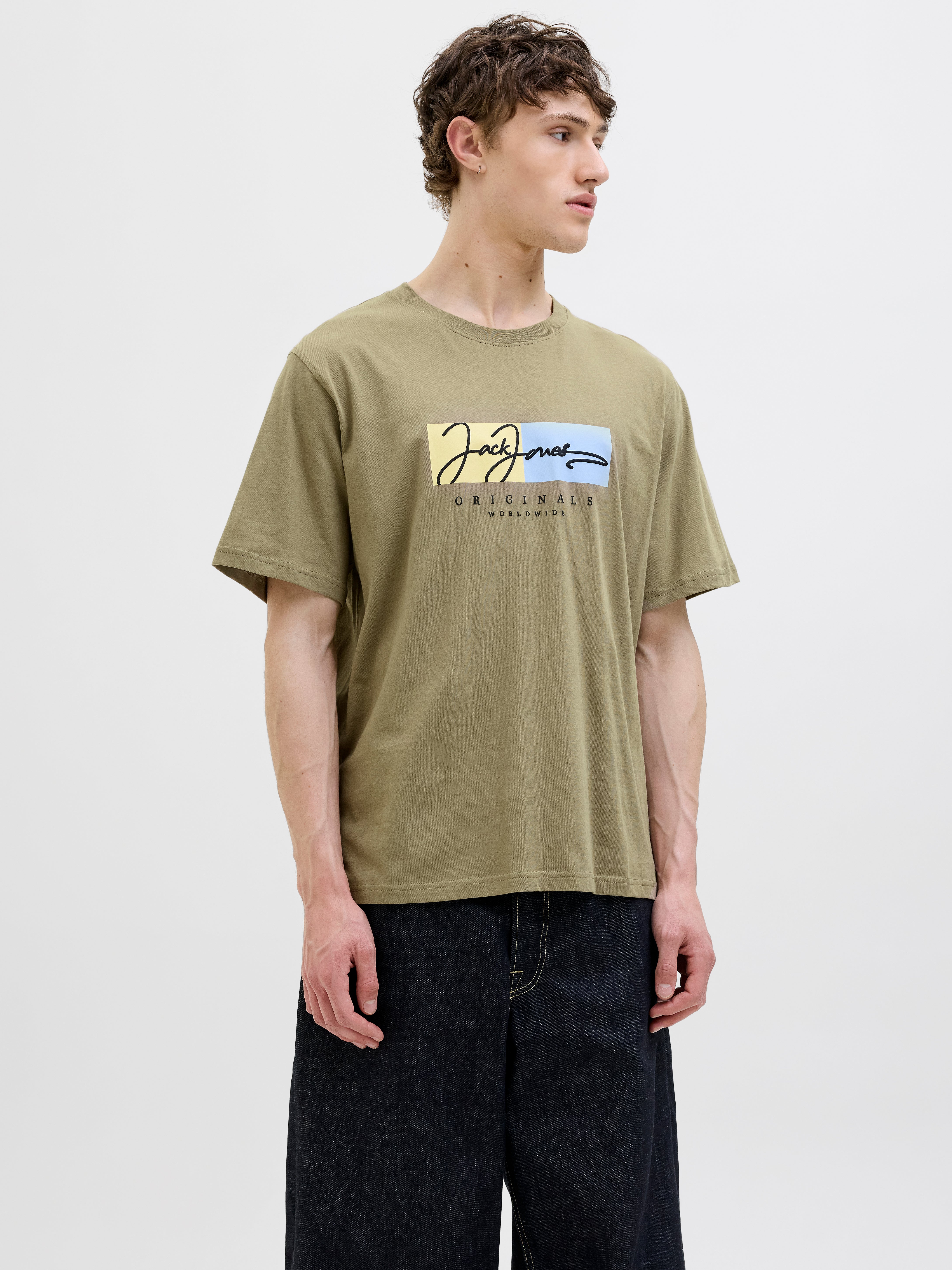 Men’s Short Sleeve T-Shirt Jack & Jones Jprblachad Brandingw Neck