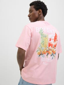 Jack & Jones Printed Crew neck T-shirt -Tickled Pink - 12278390