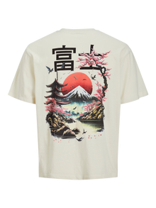 Jack & Jones Printed Crew neck T-shirt -Antique White - 12278393