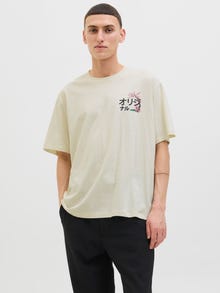 Jack & Jones Printed Crew neck T-shirt -Antique White - 12278393