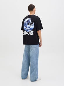 Jack & Jones Printed Crew neck T-shirt -Black - 12278393