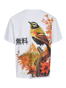 Jack & Jones Printed Crew neck T-shirt -Bright White - 12278393