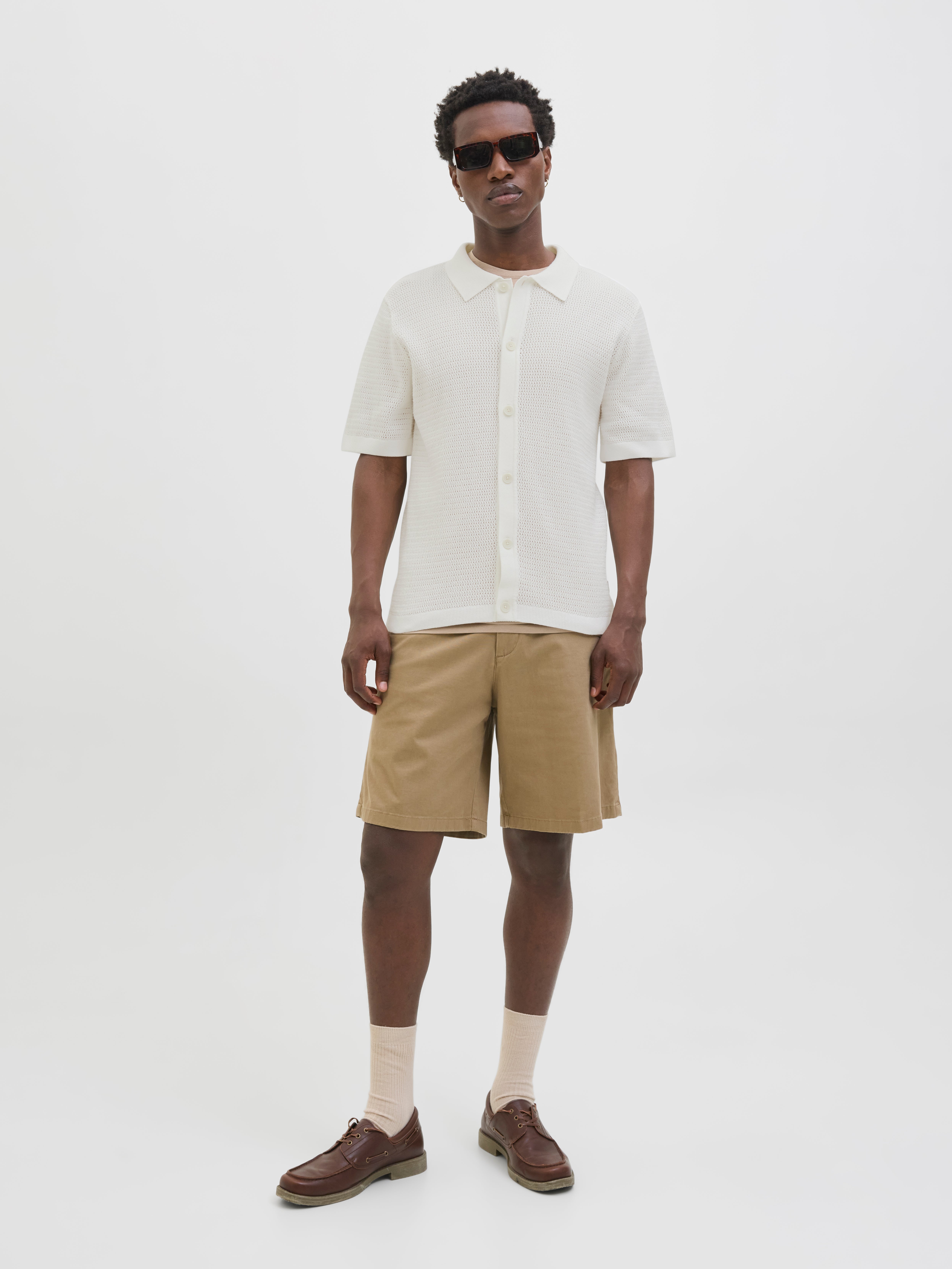 Thumbnail - Einfarbig Gestricktes Polo