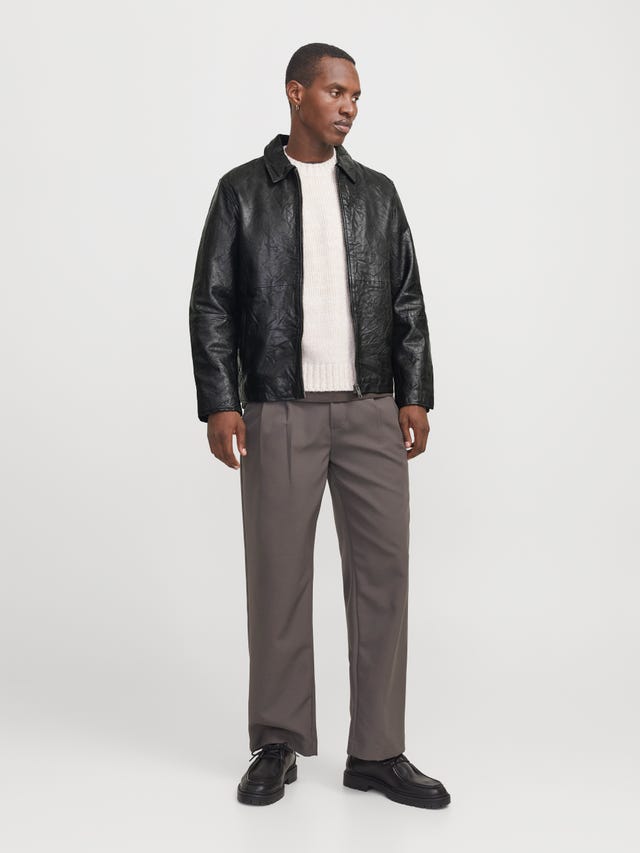Giacca In Pelle Sintetica JACK & JONES Uomo - Giacca Motociclista, Taglio Moderno, 100% Poliestere