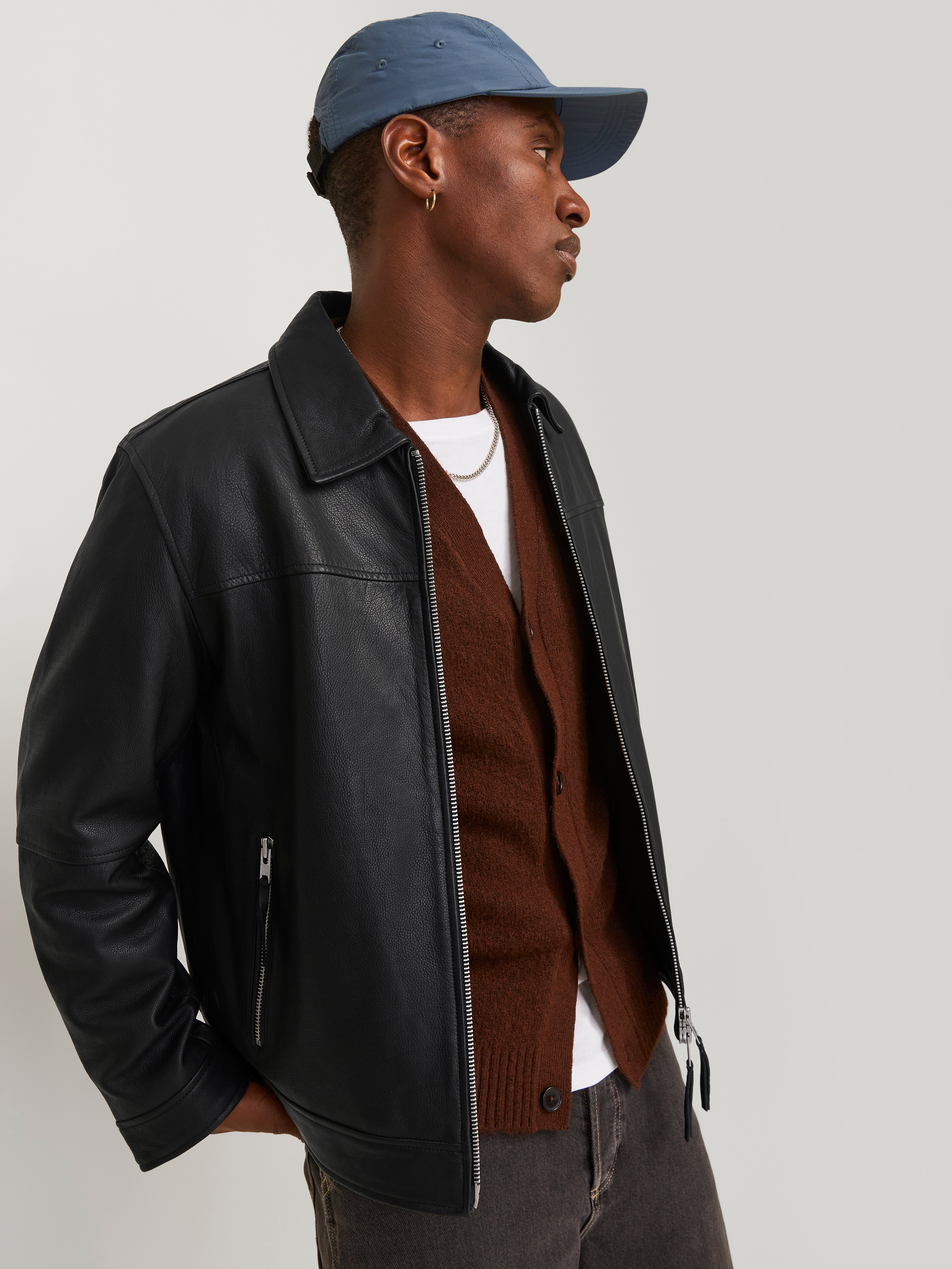 Jack jones leather jacket mens best sale