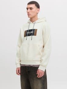Jack & Jones Logo Hoodie -Antique White - 12278614