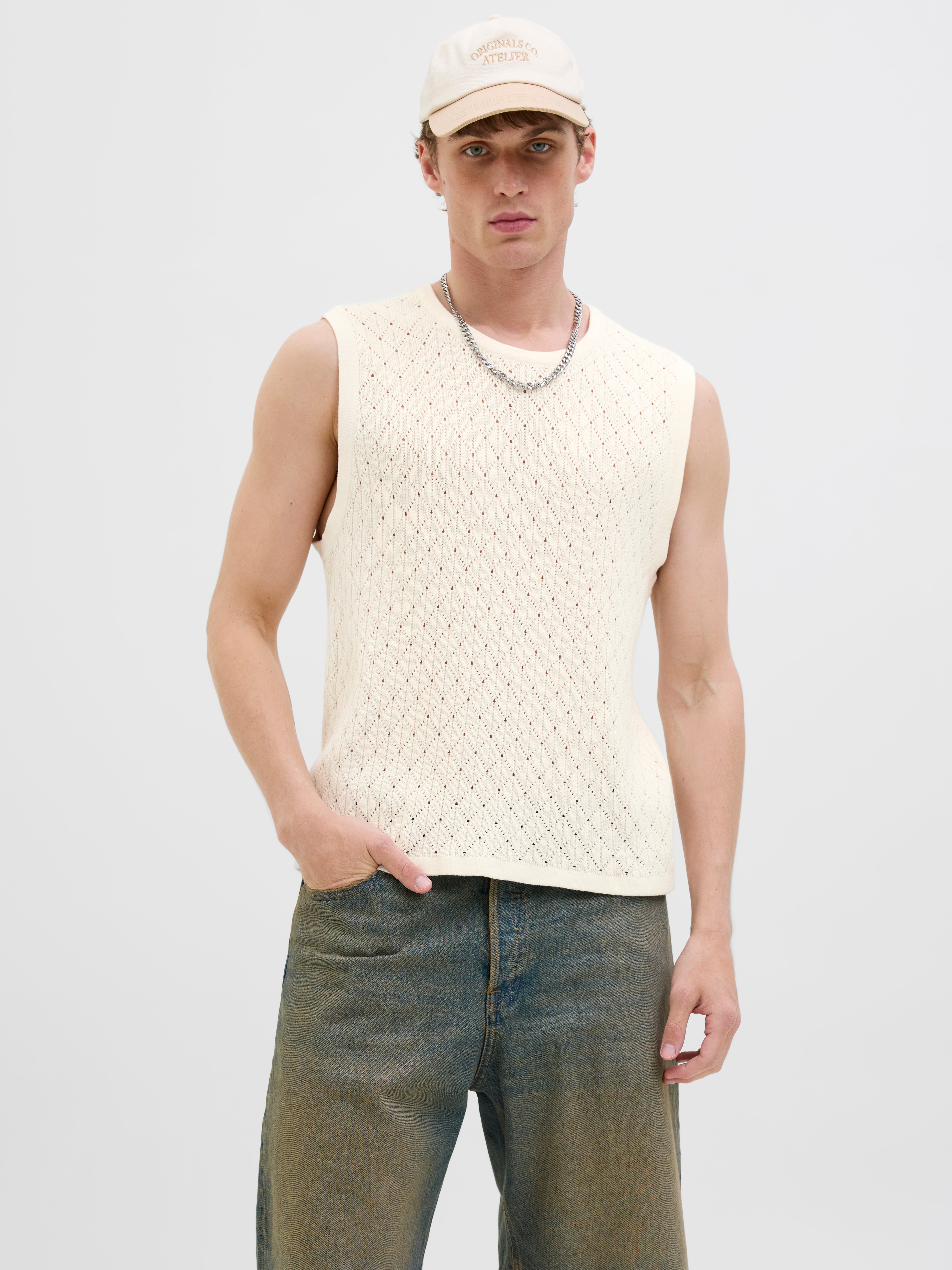 Einfarbig Gestricktes T-shirt
