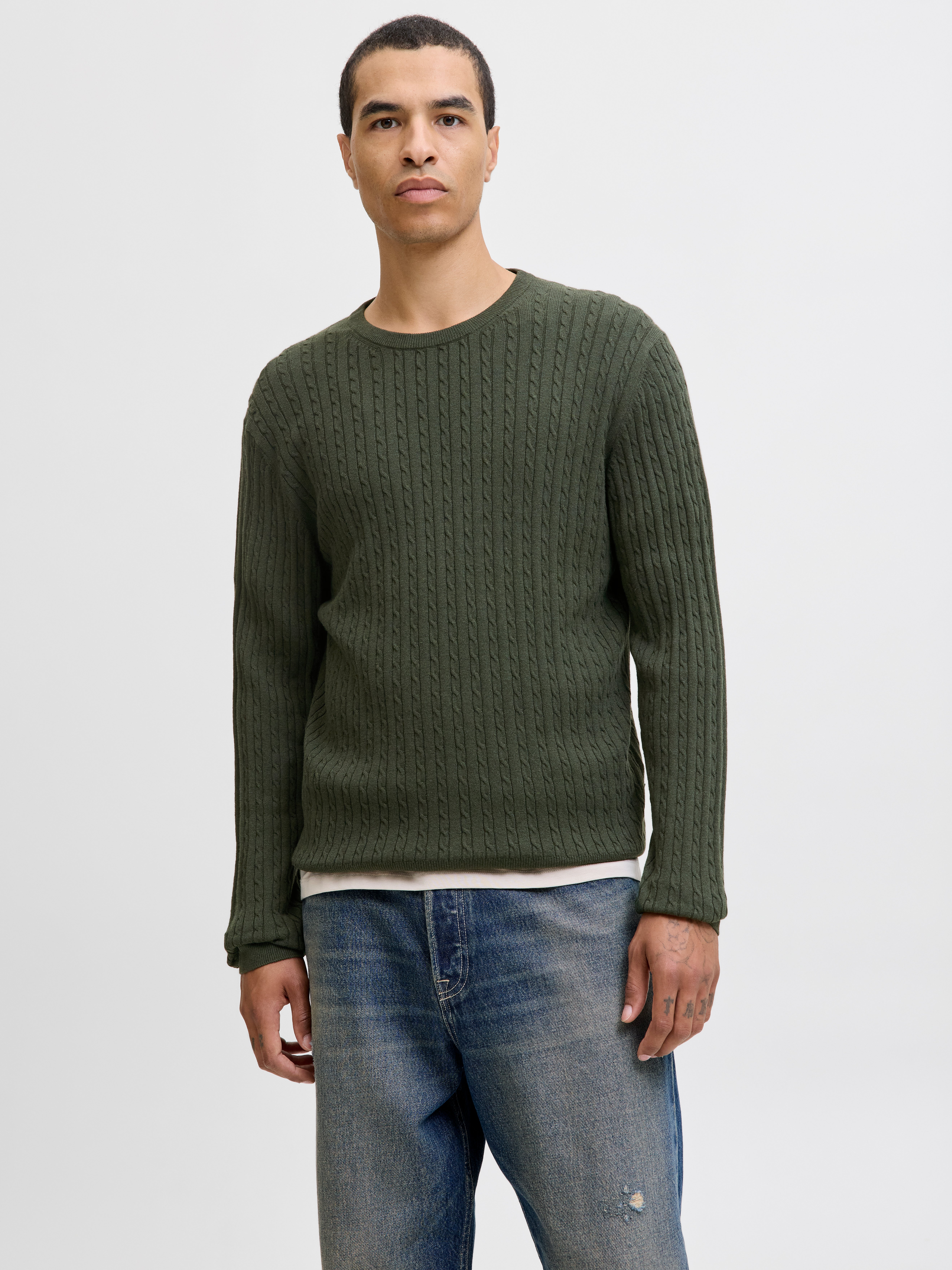 Einfarbig Strickpullover