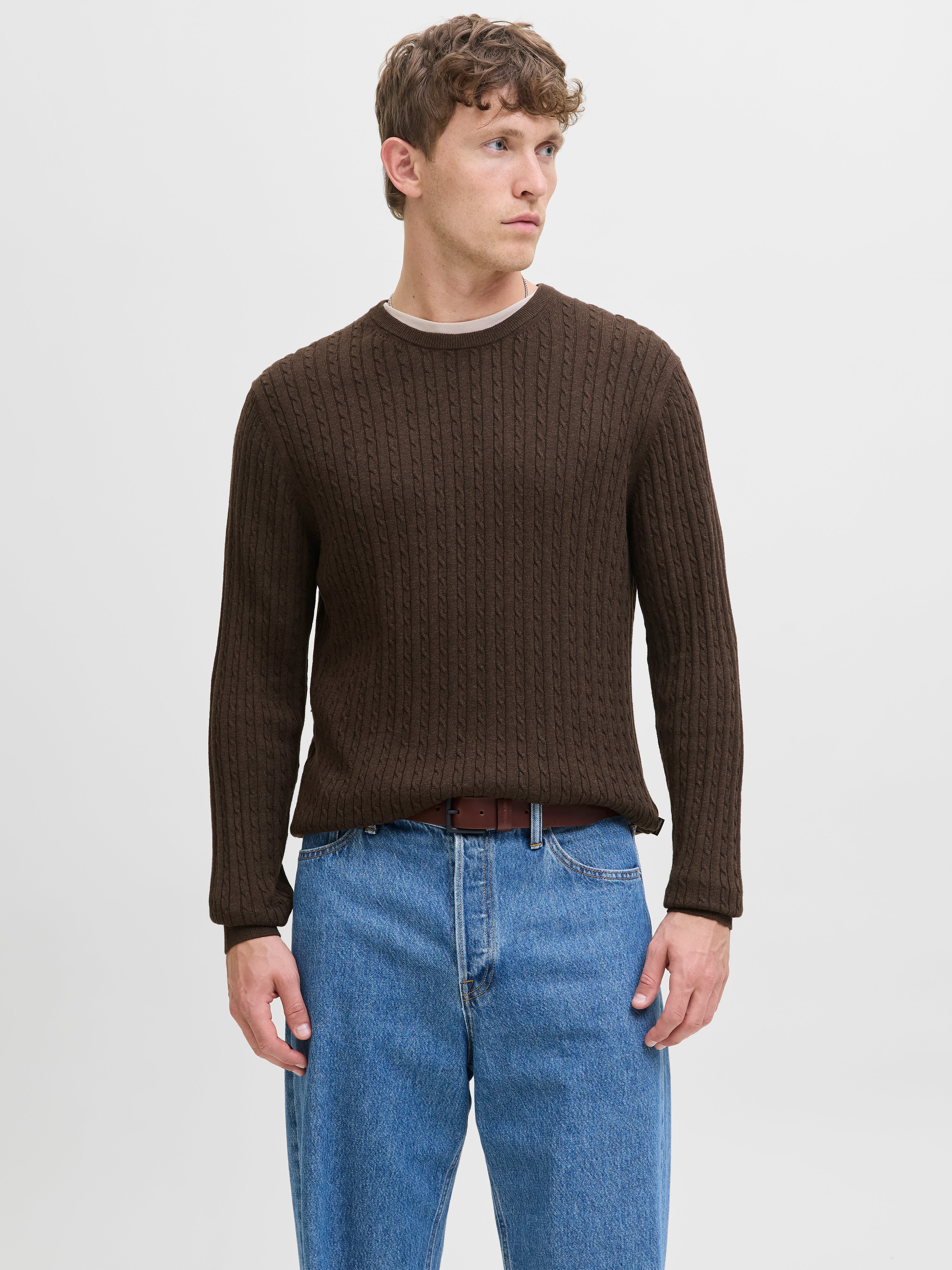 Einfarbig Strickpullover