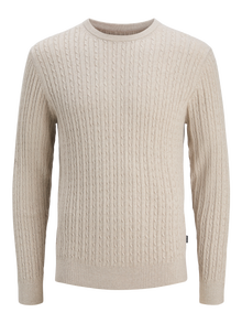 Jack & Jones Einfarbig Strickpullover -Oatmeal - 12278785