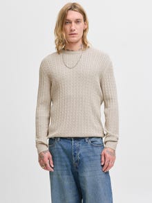 Jack & Jones Einfarbig Strickpullover -Oatmeal - 12278785