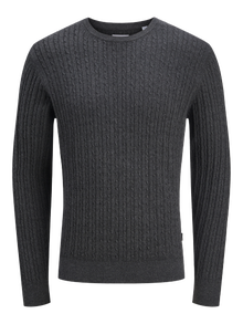 Jack & Jones Einfarbig Strickpullover -Dark Grey Melange - 12278785