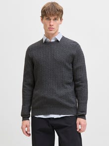Jack & Jones Einfarbig Strickpullover -Dark Grey Melange - 12278785