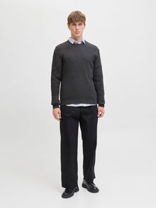 Jack & Jones Ensfarvet Striktrøje -Dark Grey Melange - 12278785
