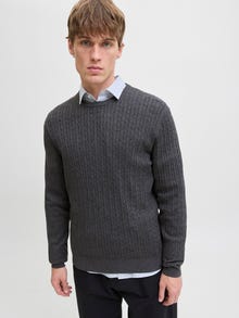 Jack & Jones Einfarbig Strickpullover -Dark Grey Melange - 12278785