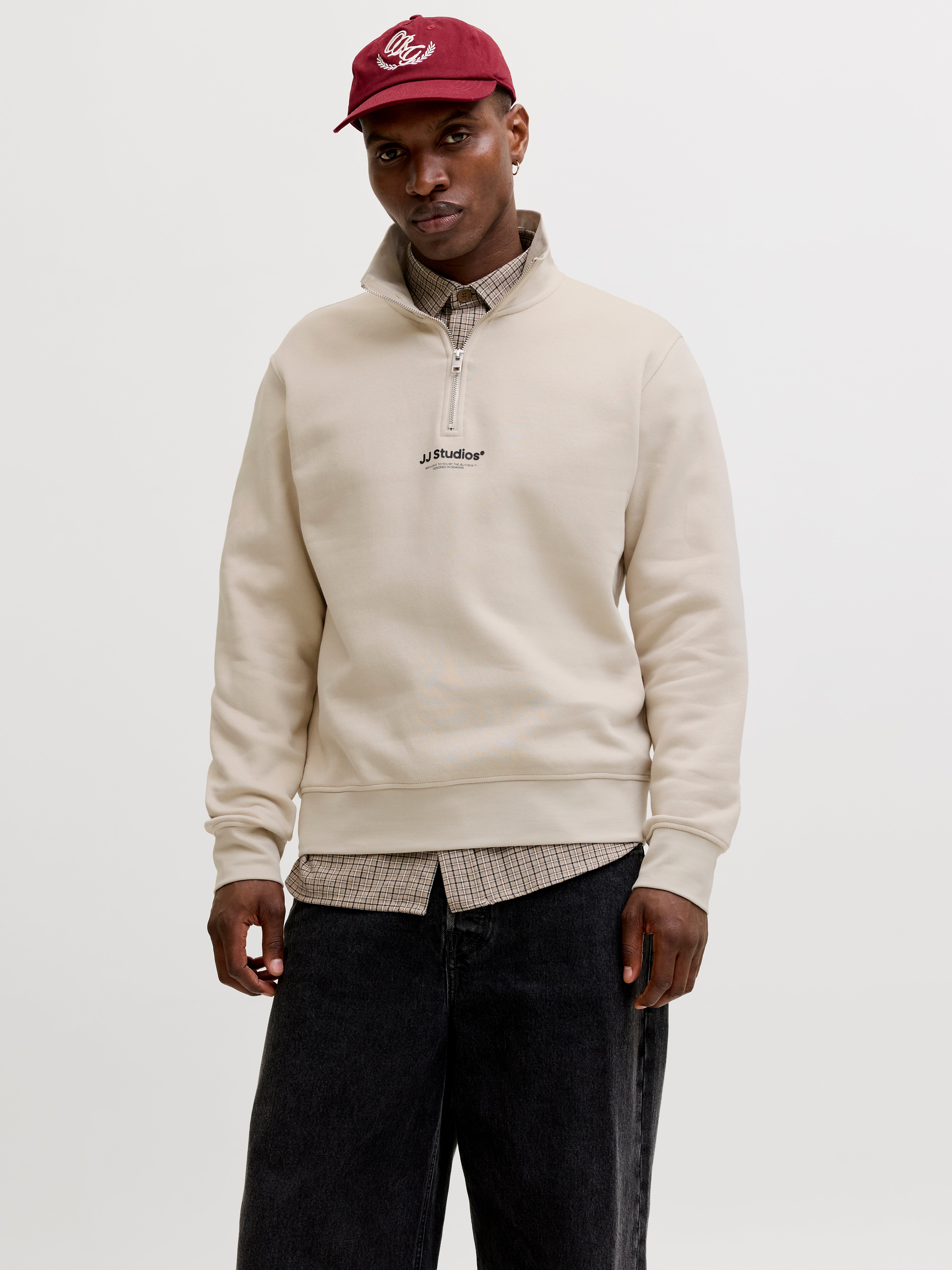 Thumbnail - Gedruckt Sweatshirt Mit Halbem Reißverschluss