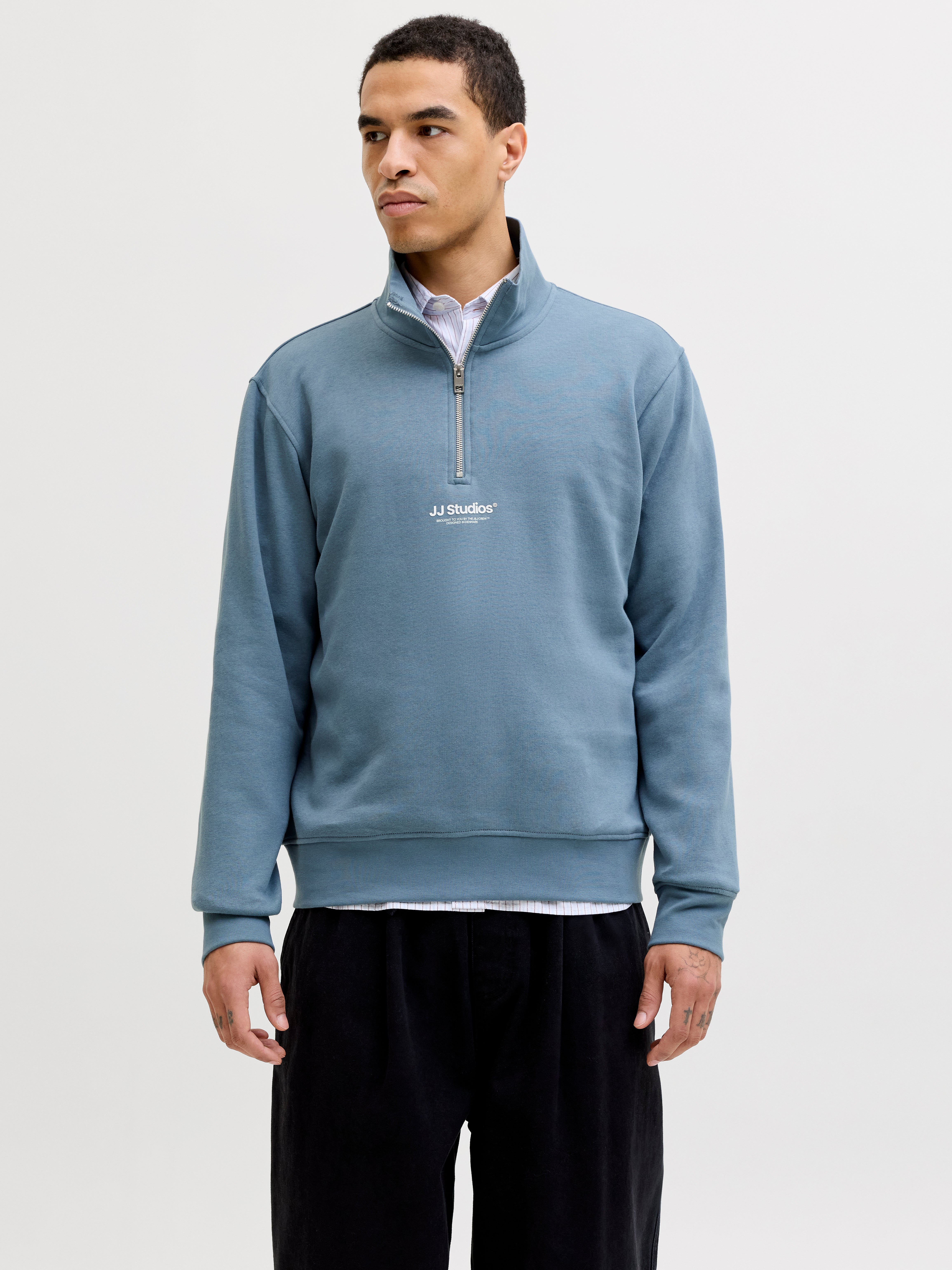 Thumbnail - Gedruckt Sweatshirt Mit Halbem Reißverschluss