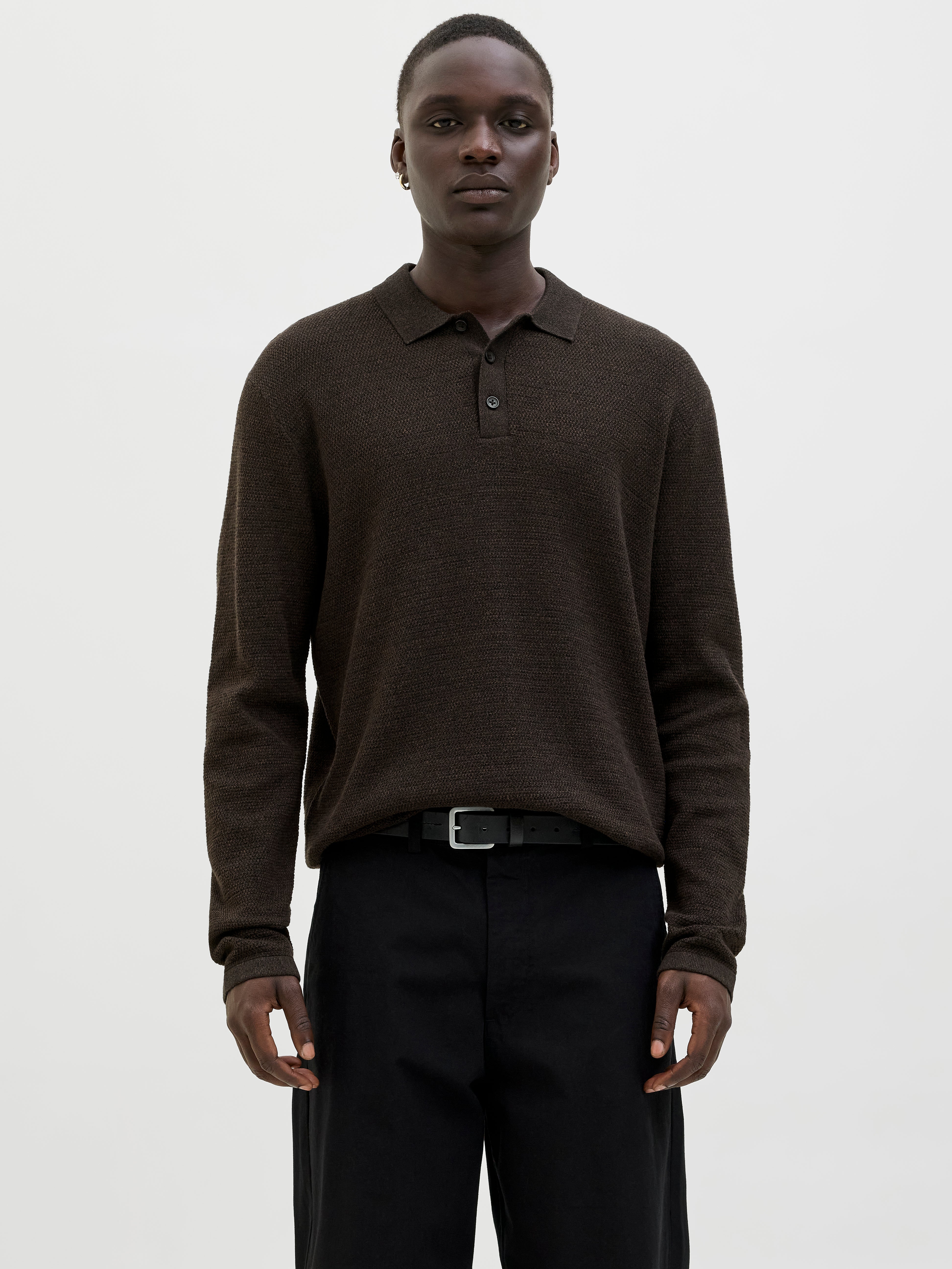 Einfarbig Gestricktes Polo