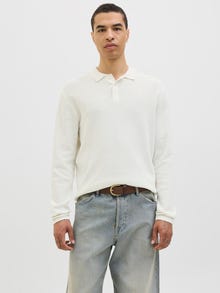 Jack & Jones Vienspalvis Megztas polo -Cloud Dancer - 12278815