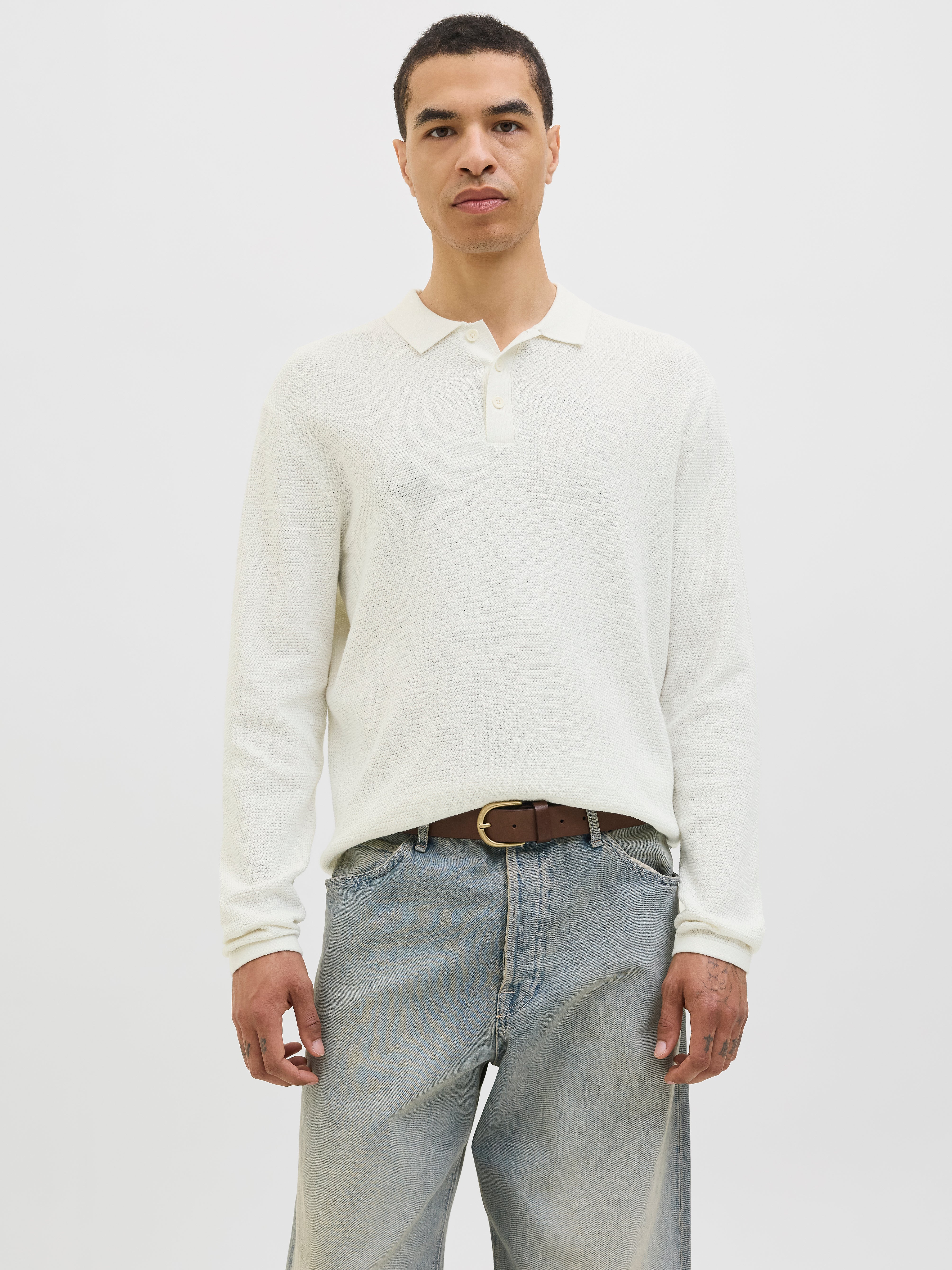 Einfarbig Gestricktes Polo