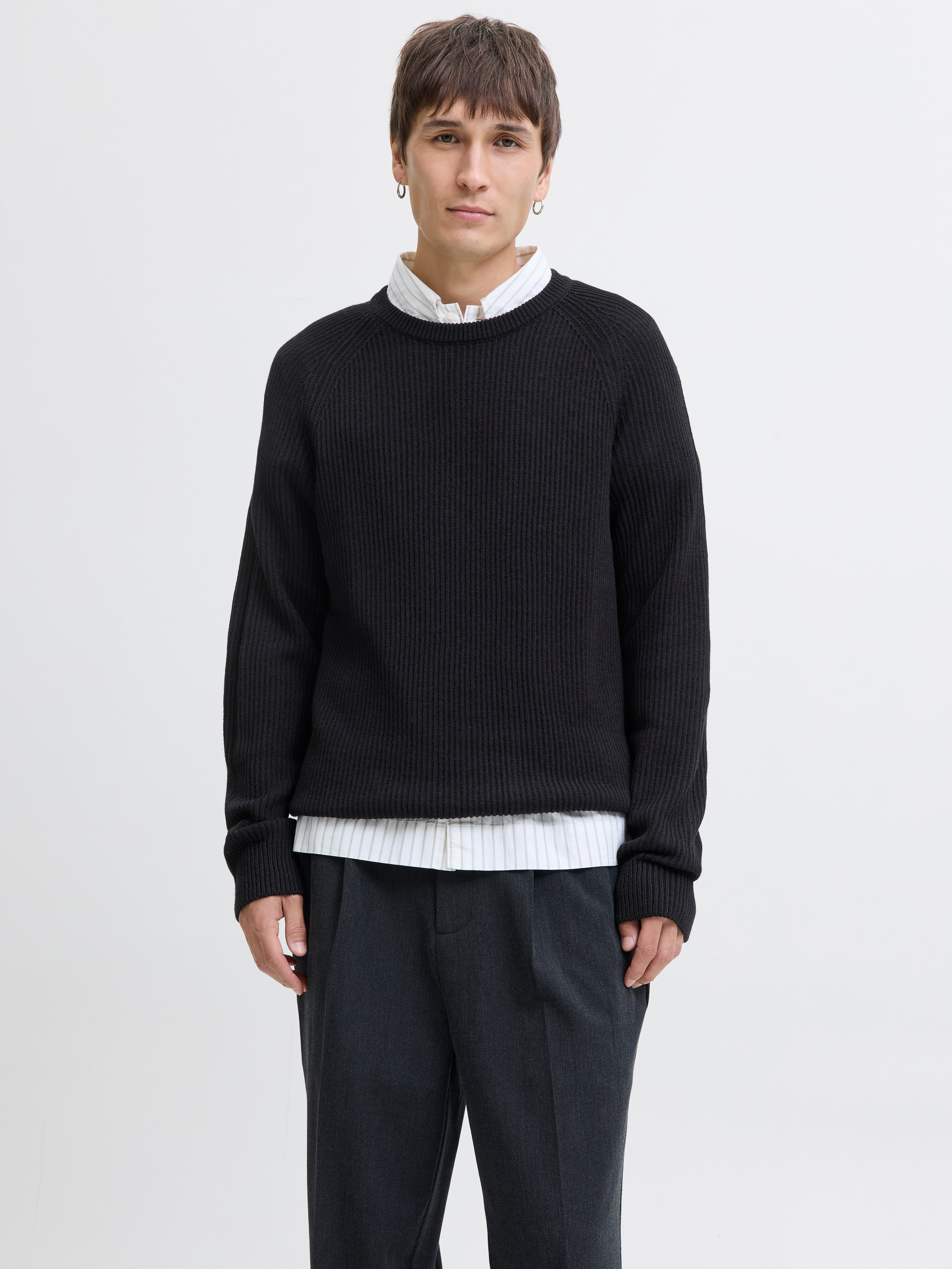 Einfarbig Strickpullover