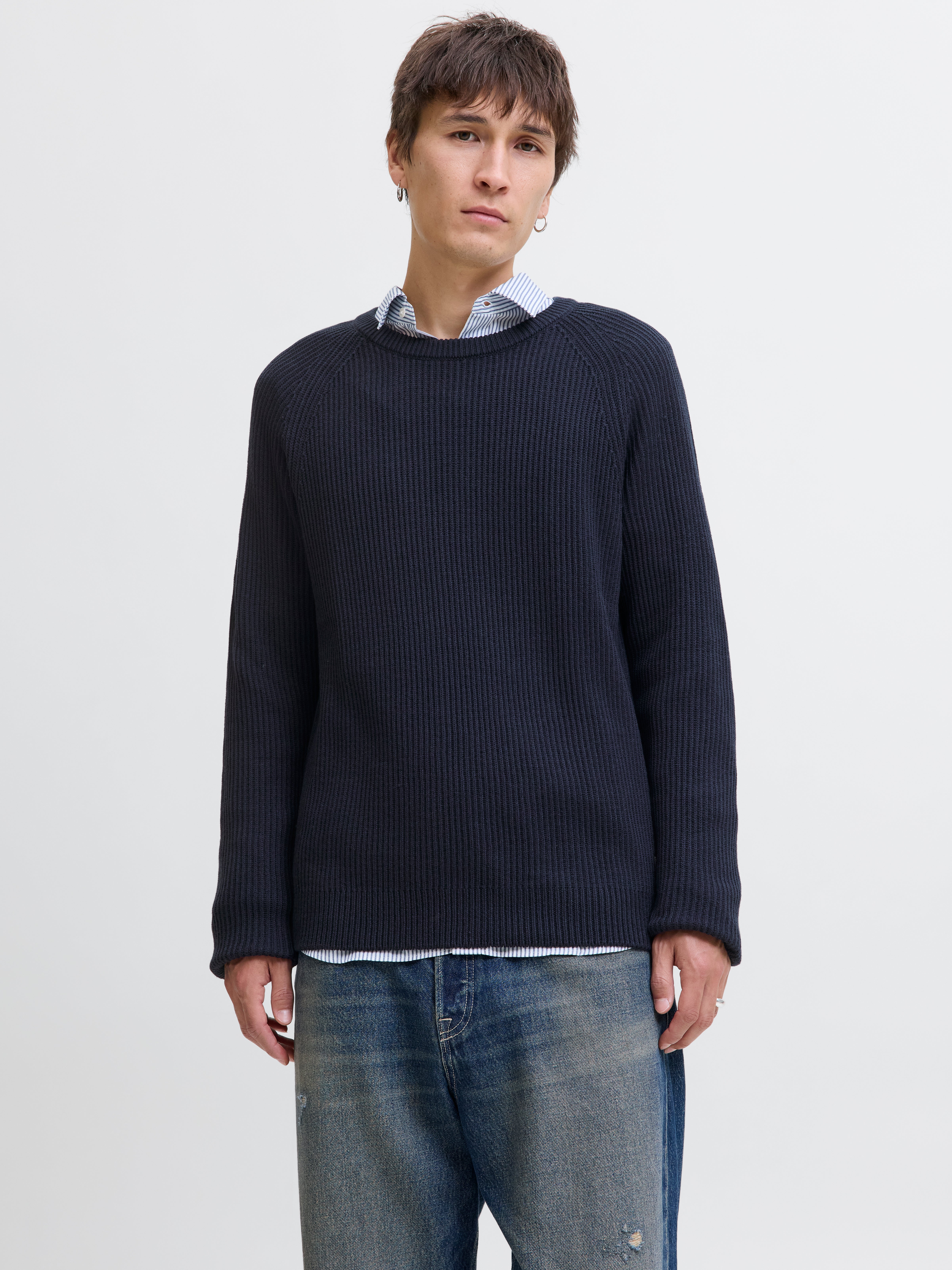 Einfarbig Strickpullover