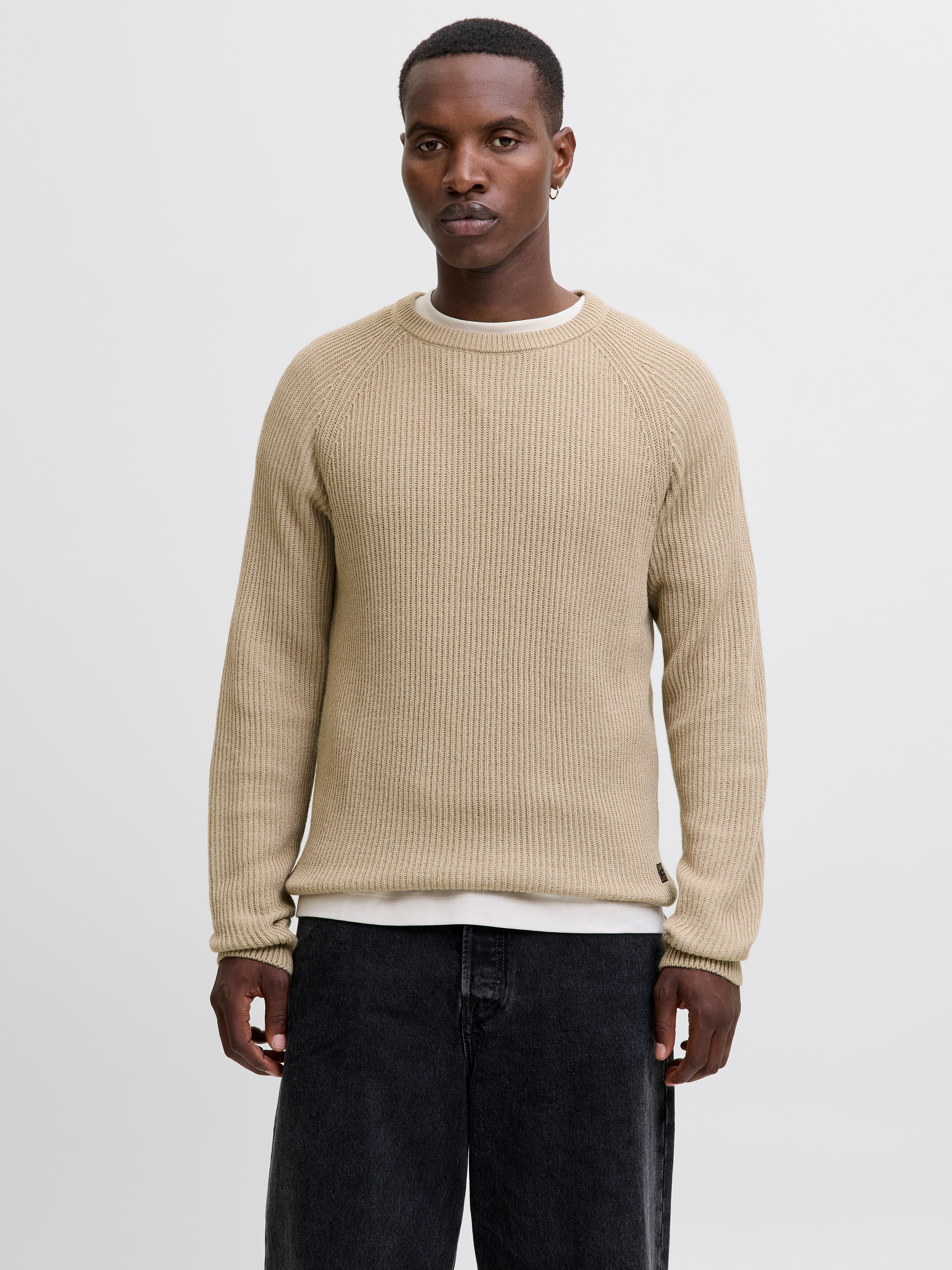 Einfarbig Strickpullover