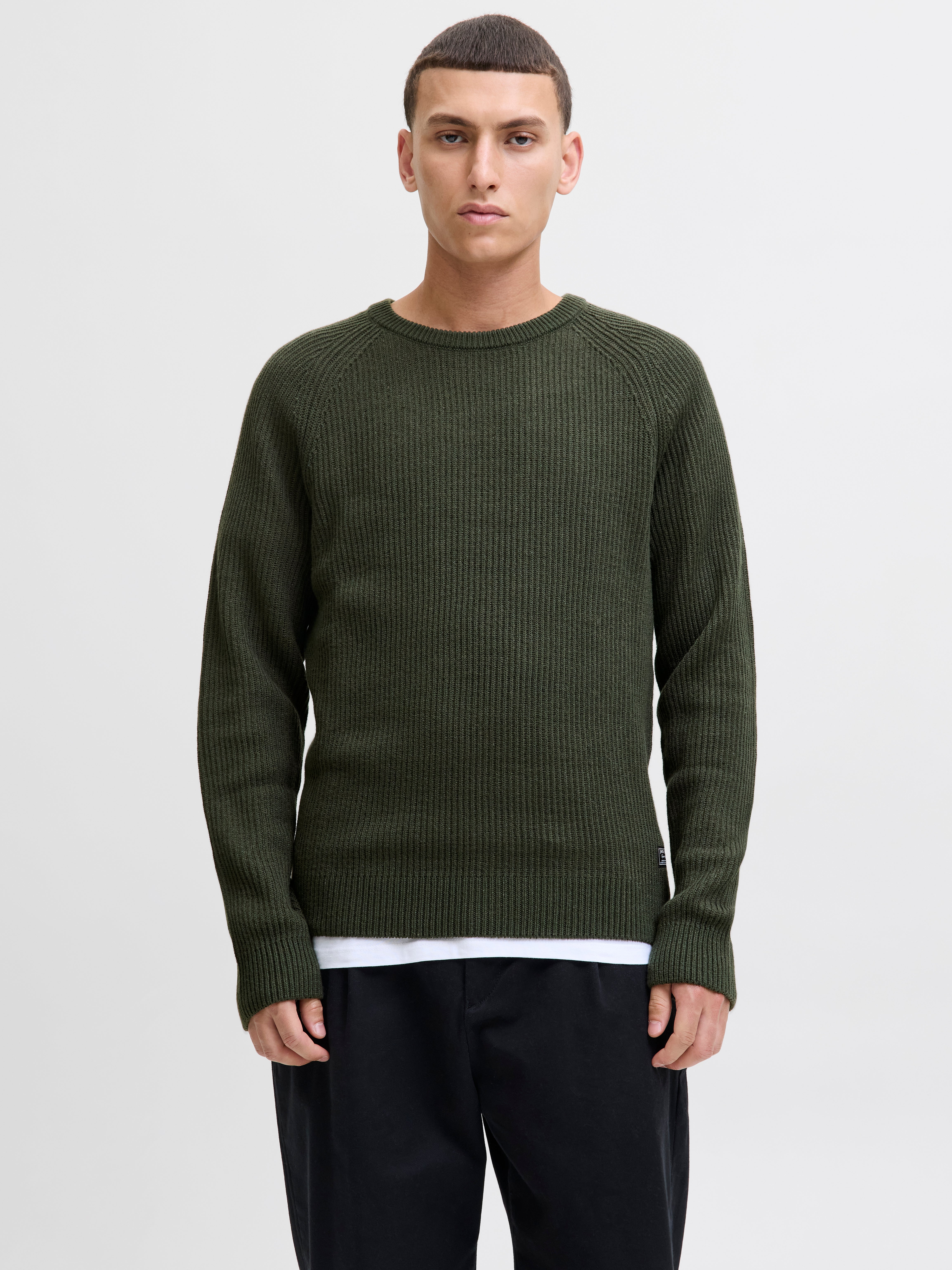 Einfarbig Strickpullover