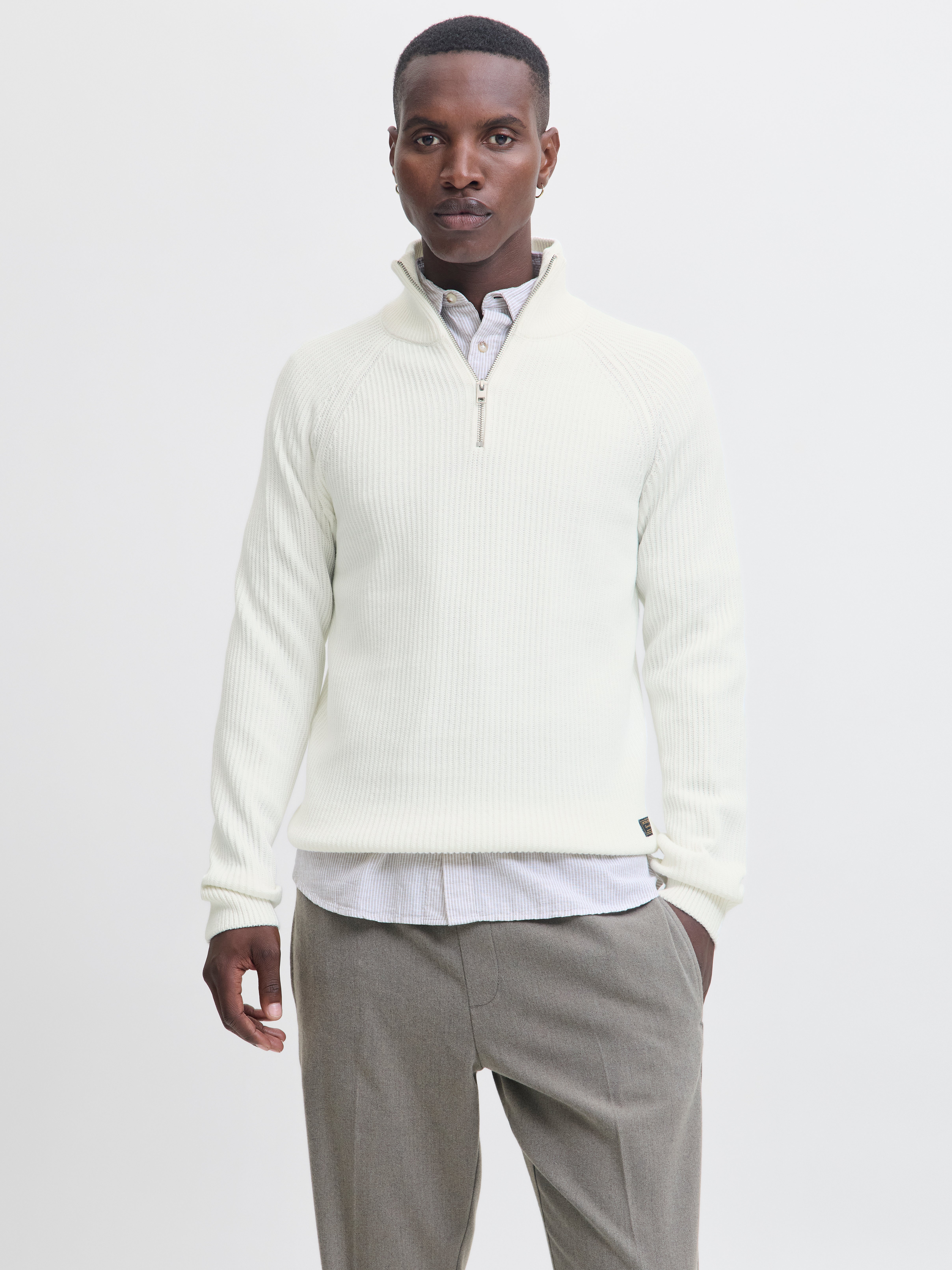 Einfarbig Strickpullover