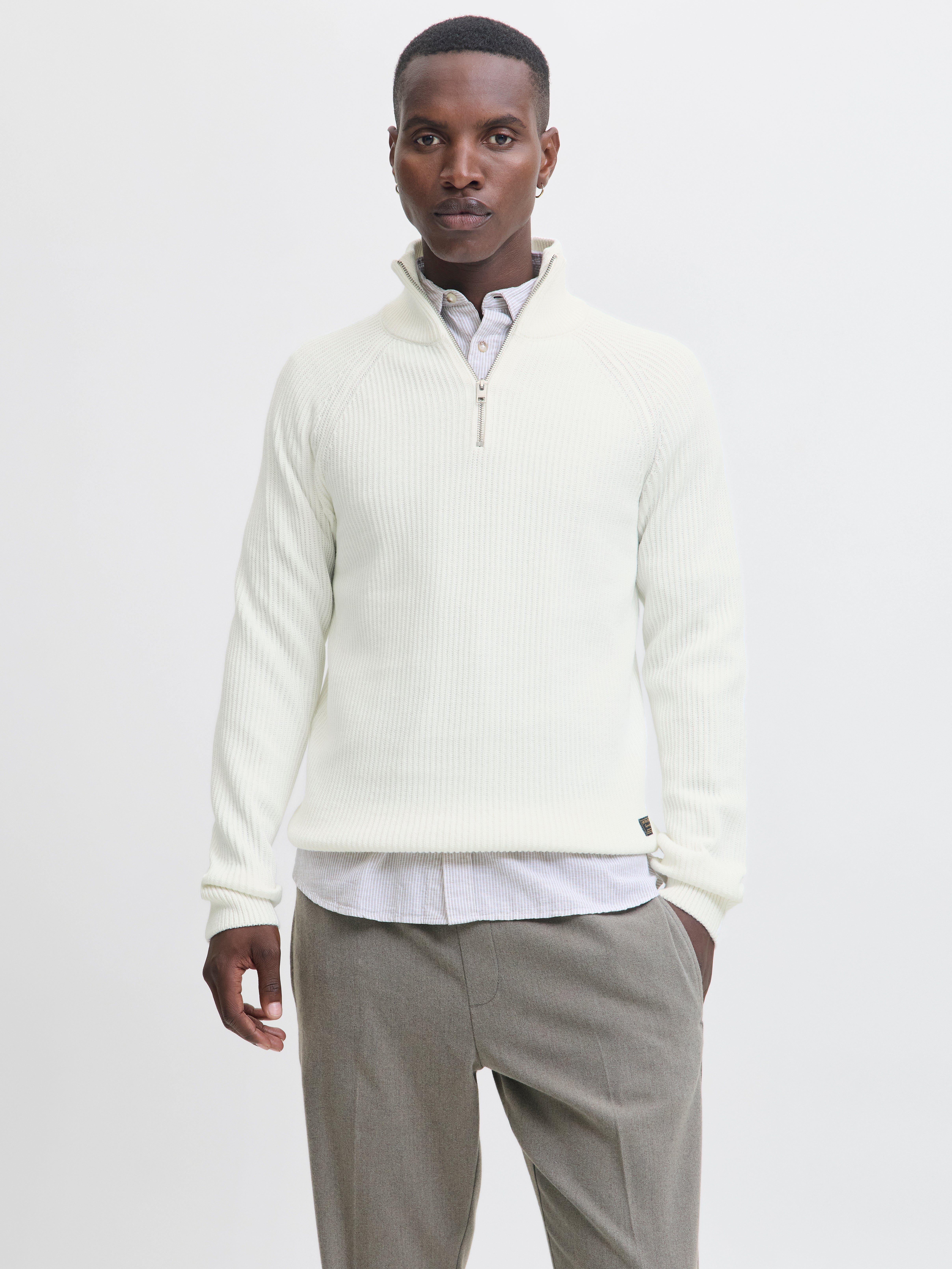 Einfarbig Strickpullover