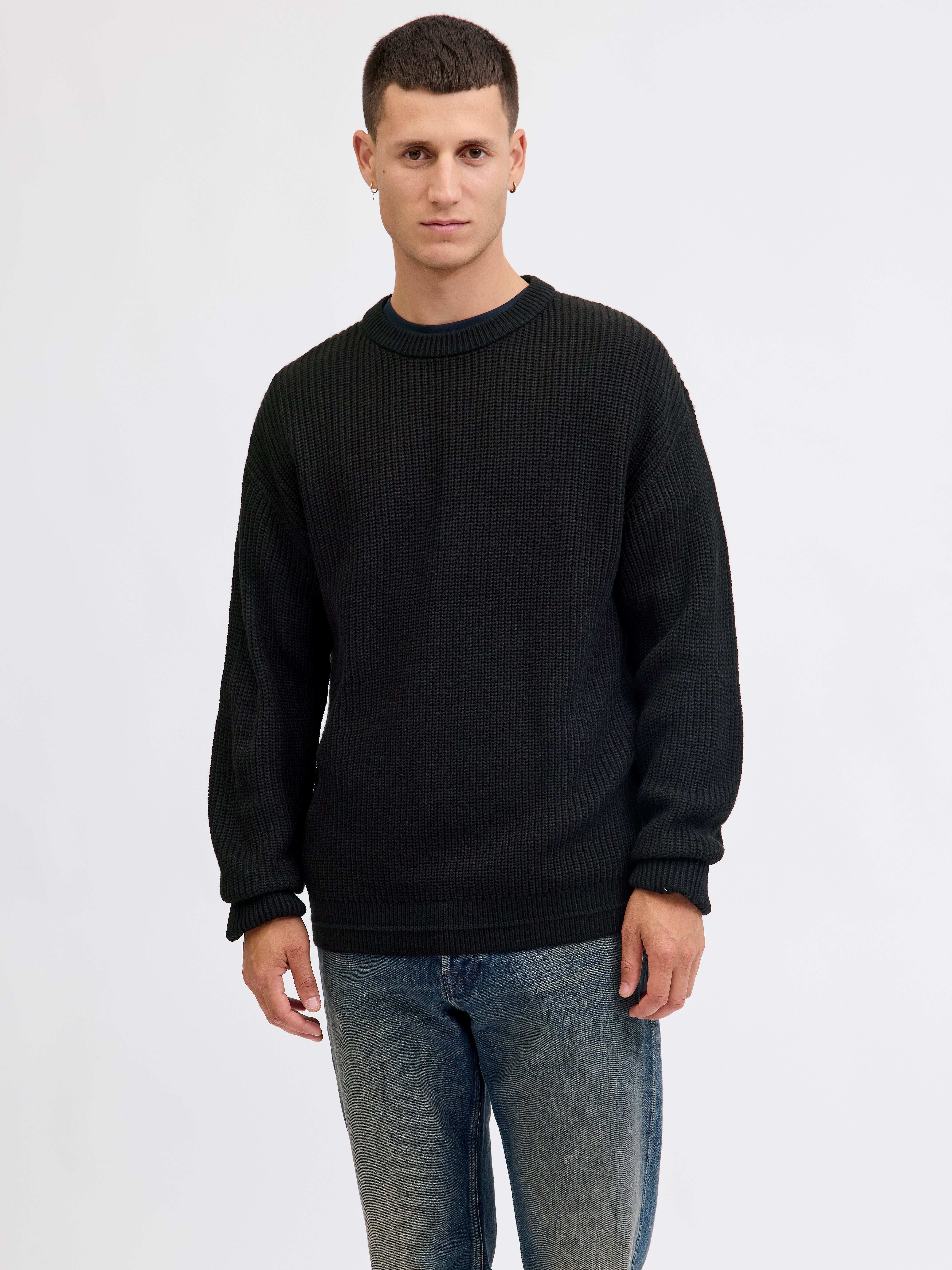 Einfarbig Strickpullover