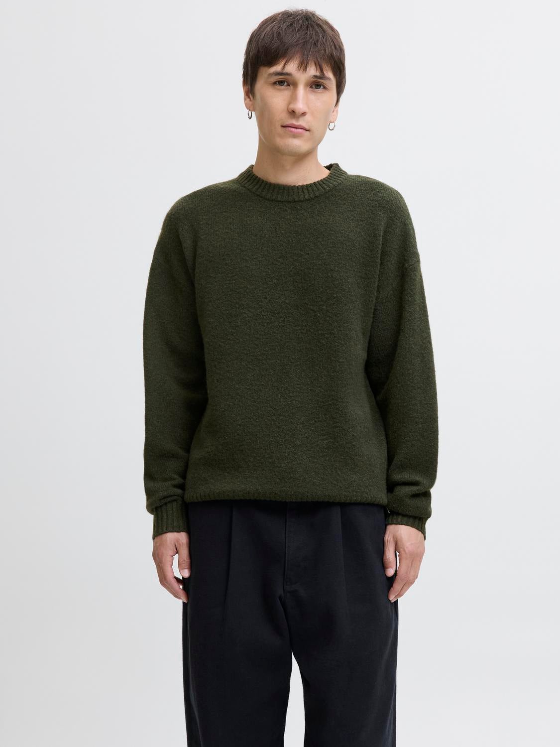 Einfarbig Strickpullover