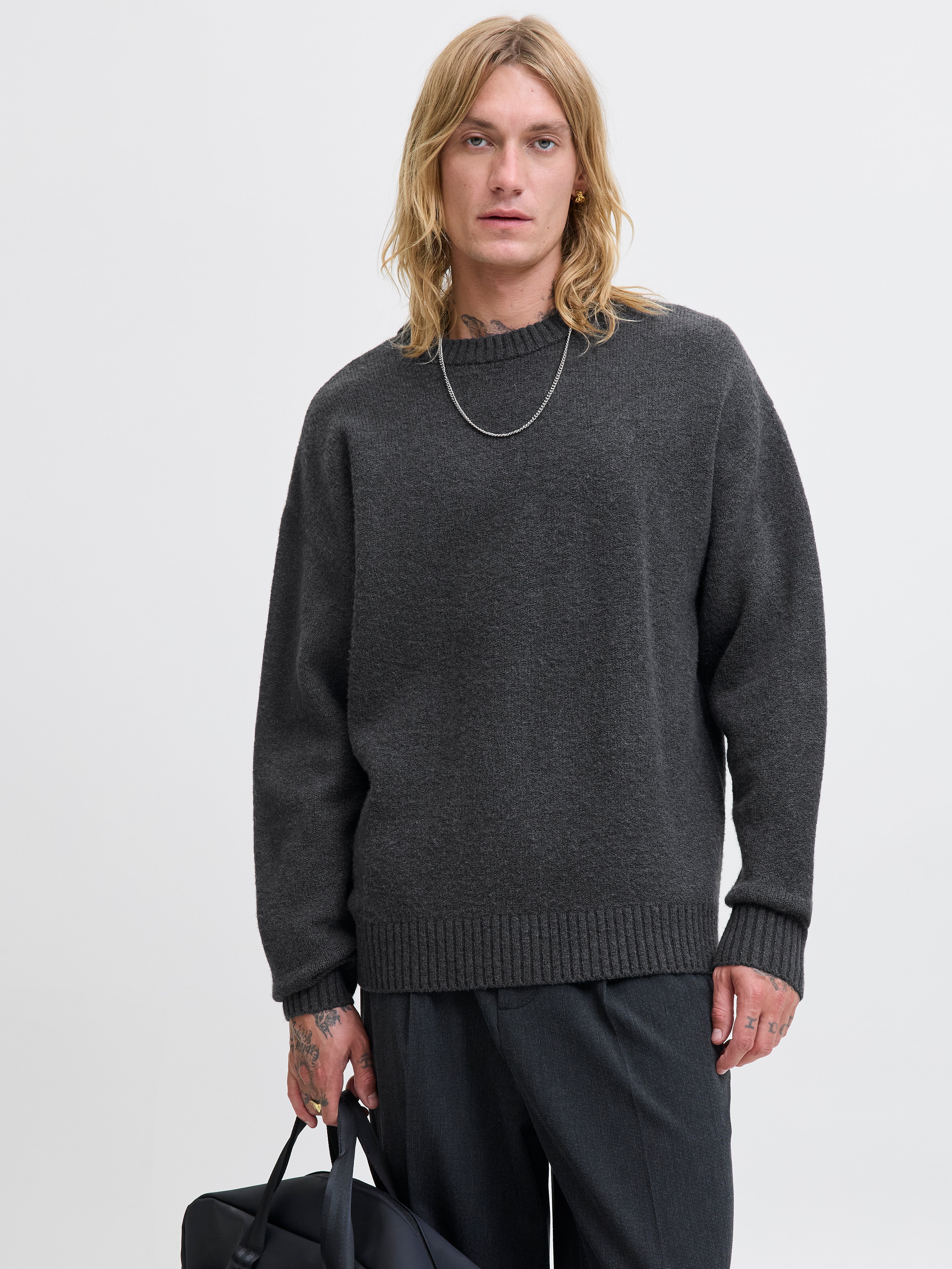 Einfarbig Strickpullover