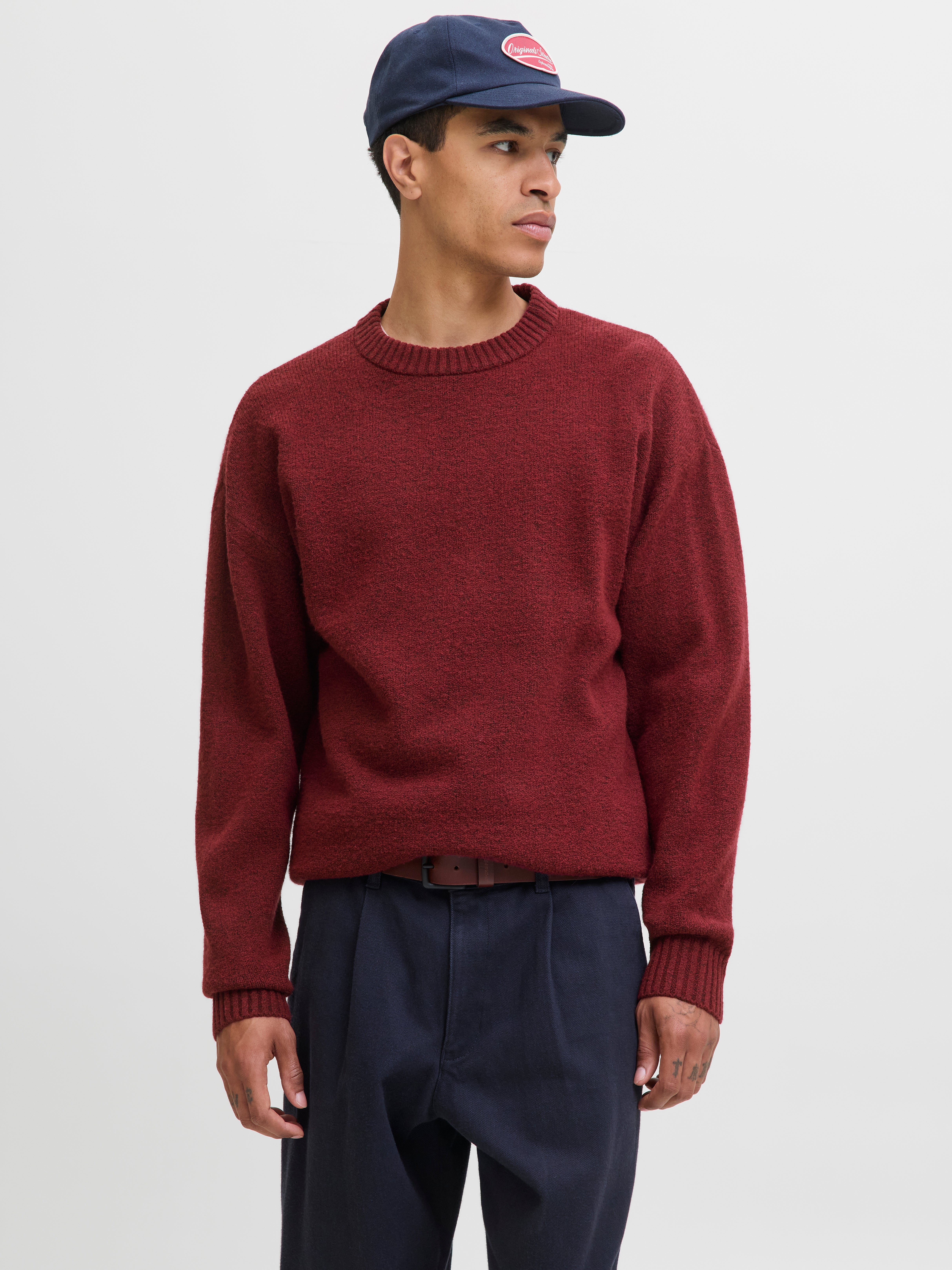 Einfarbig Strickpullover