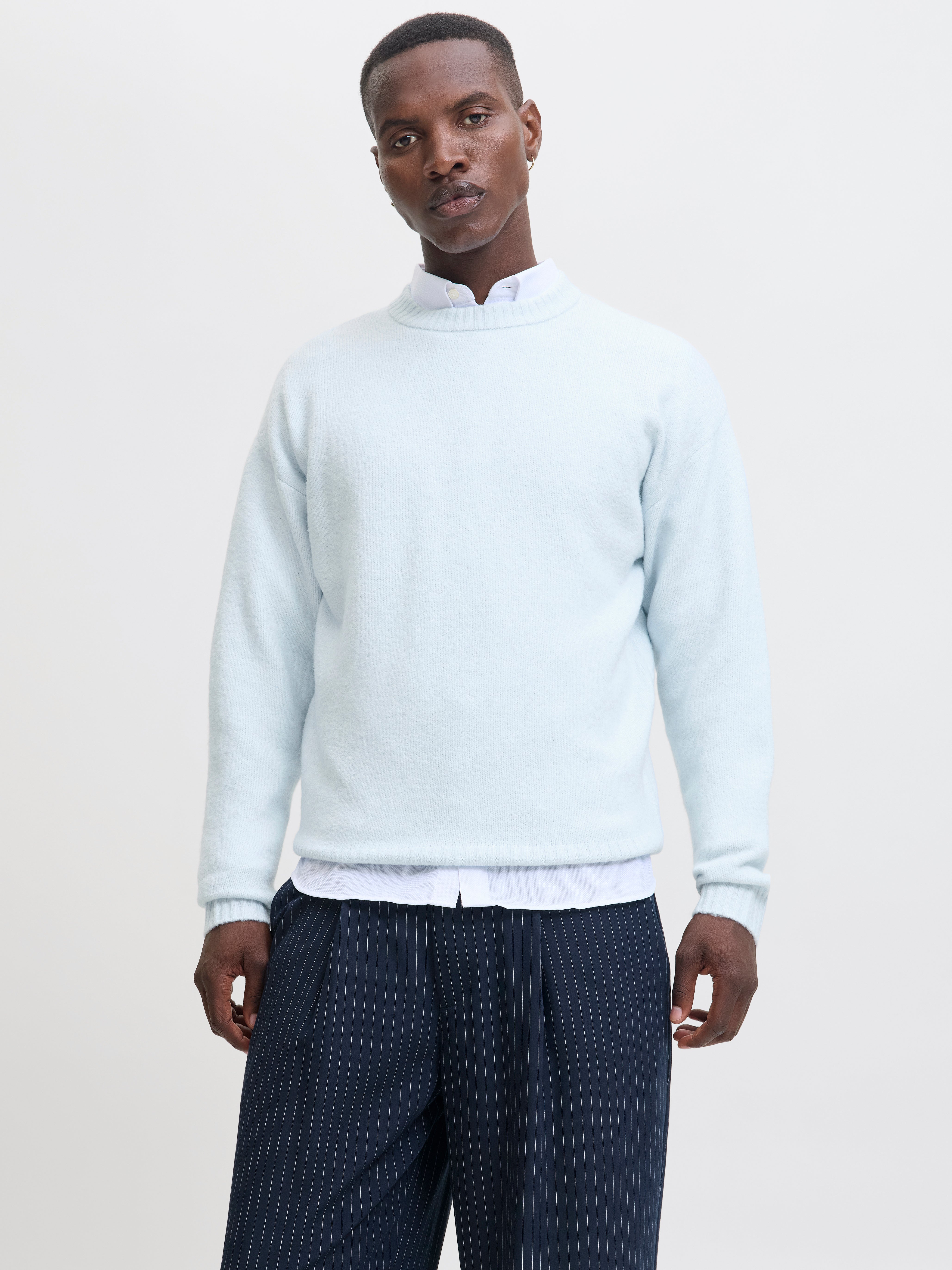 Einfarbig Strickpullover