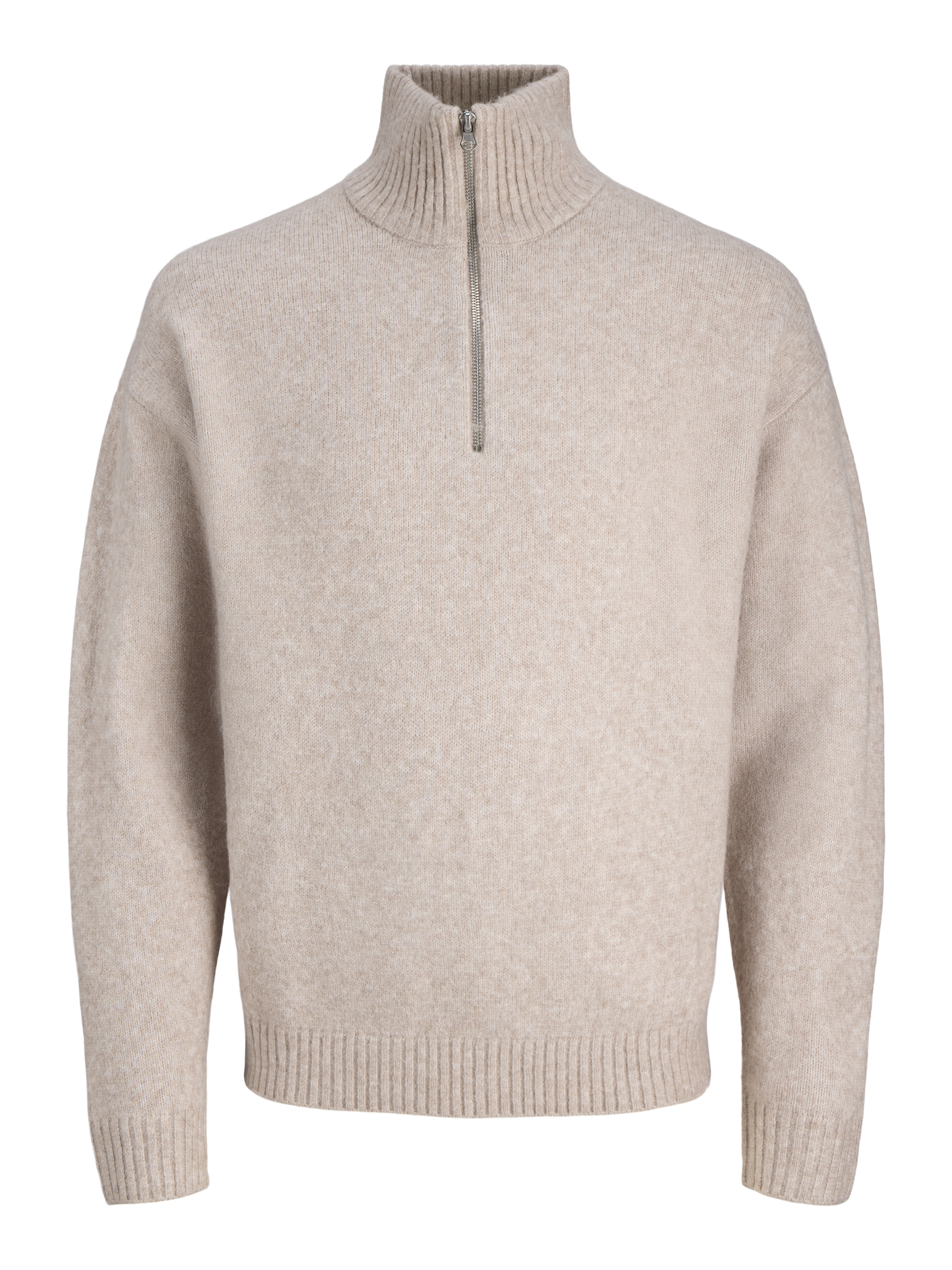 Thumbnail - Einfarbig Sweatshirt Mit Halbem Reißverschluss