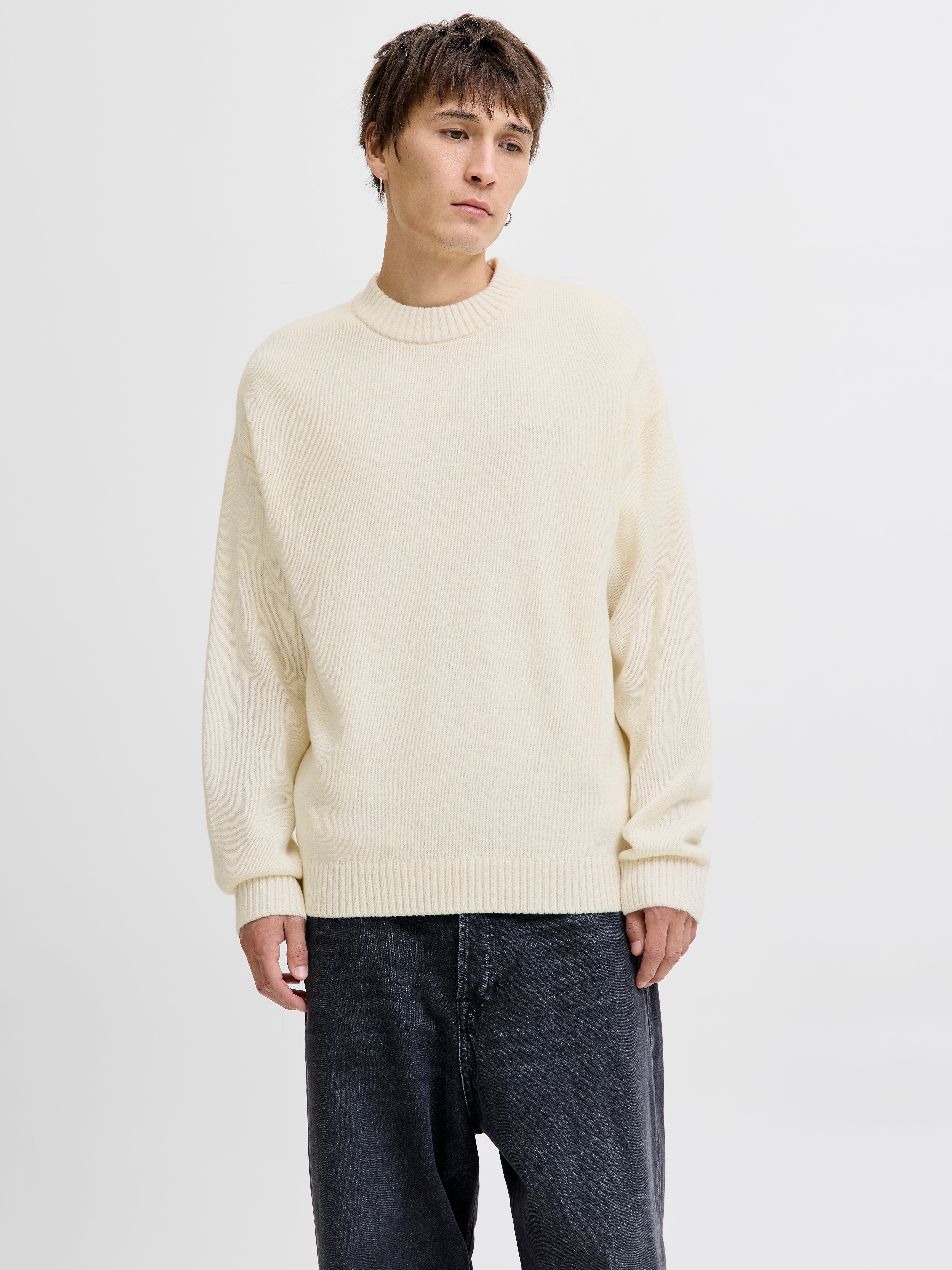 Einfarbig Strickpullover