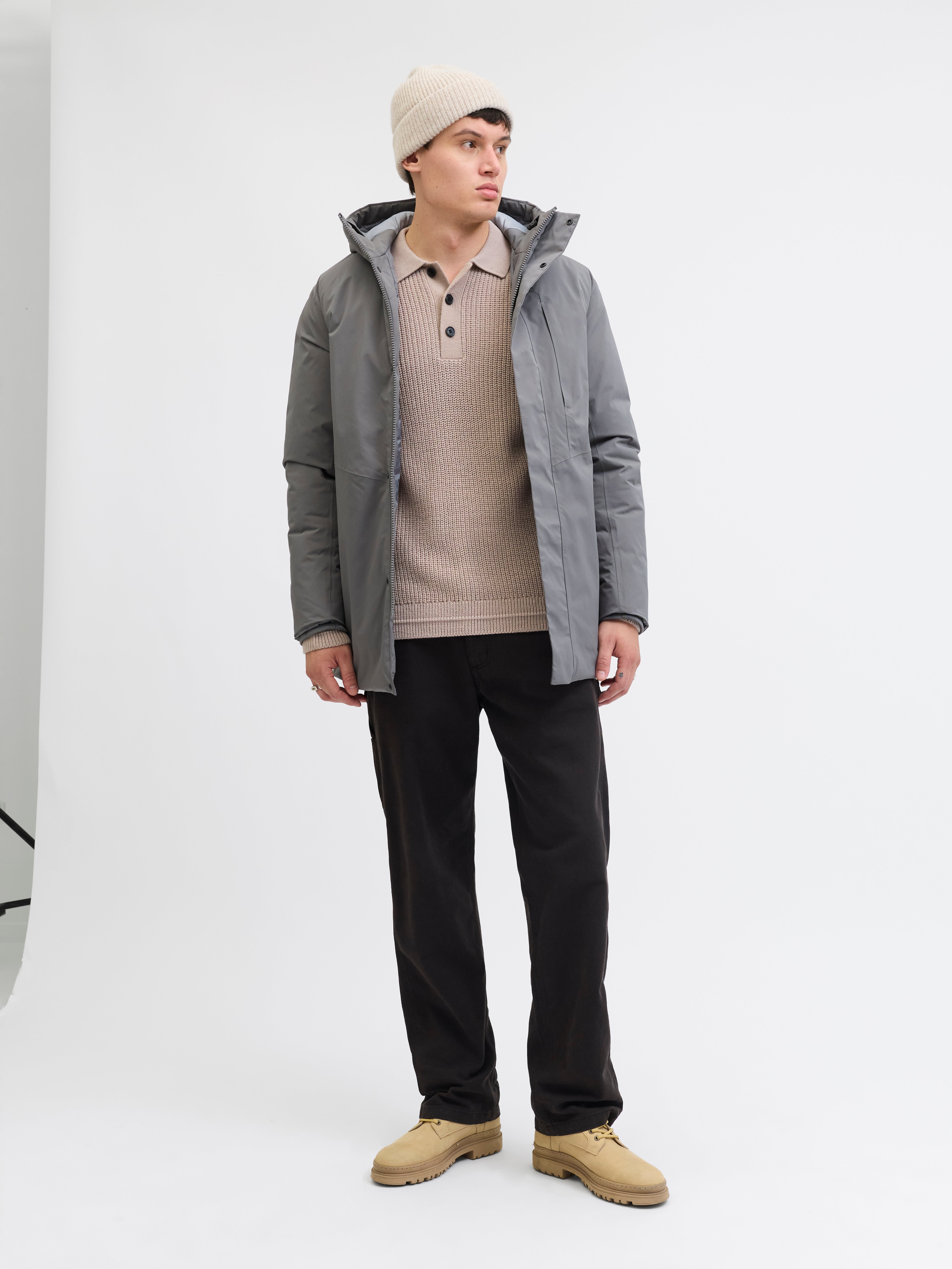 Thumbnail - Einfarbig Gestricktes Polo