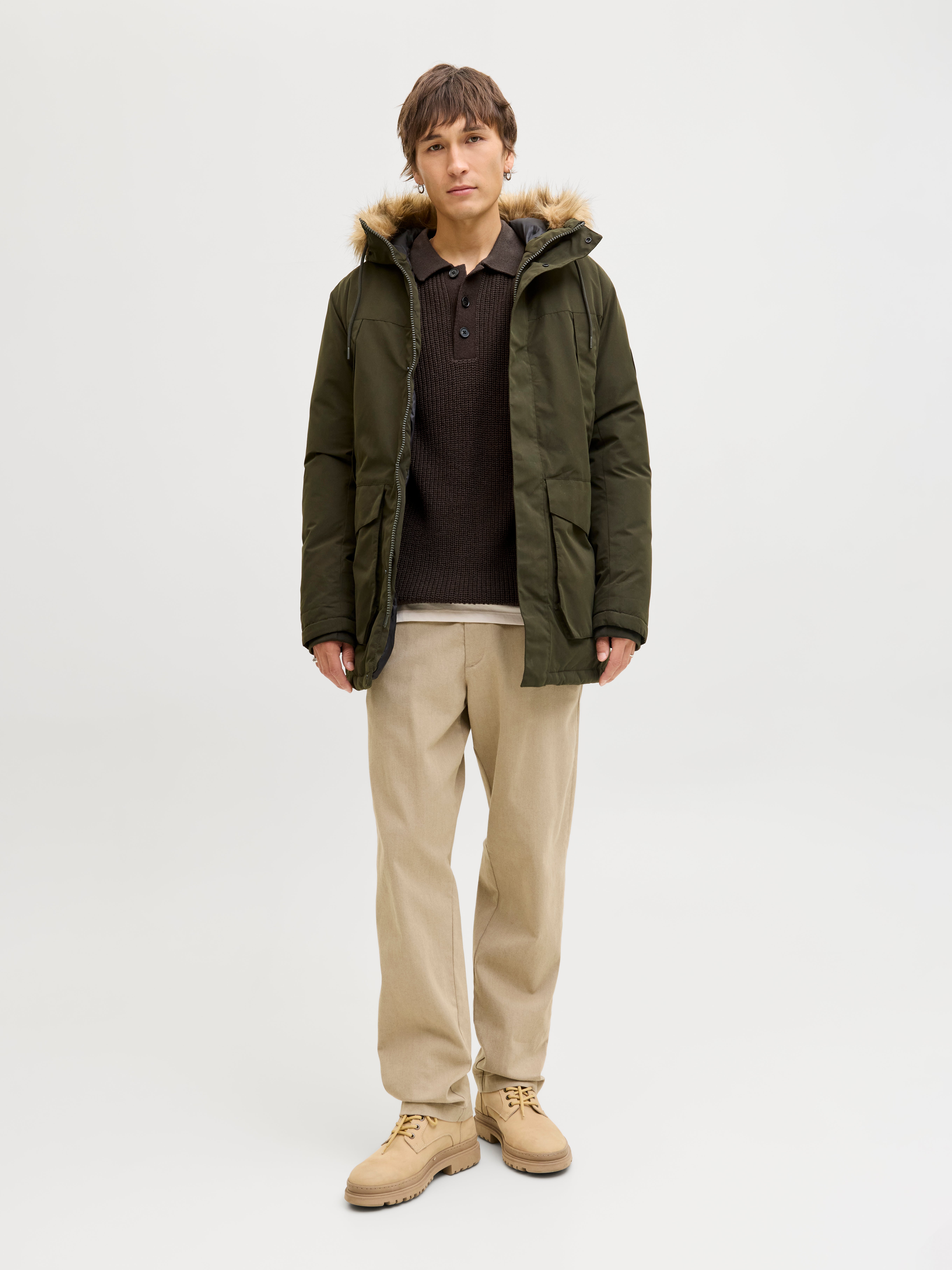 Thumbnail - Einfarbig Gestricktes Polo