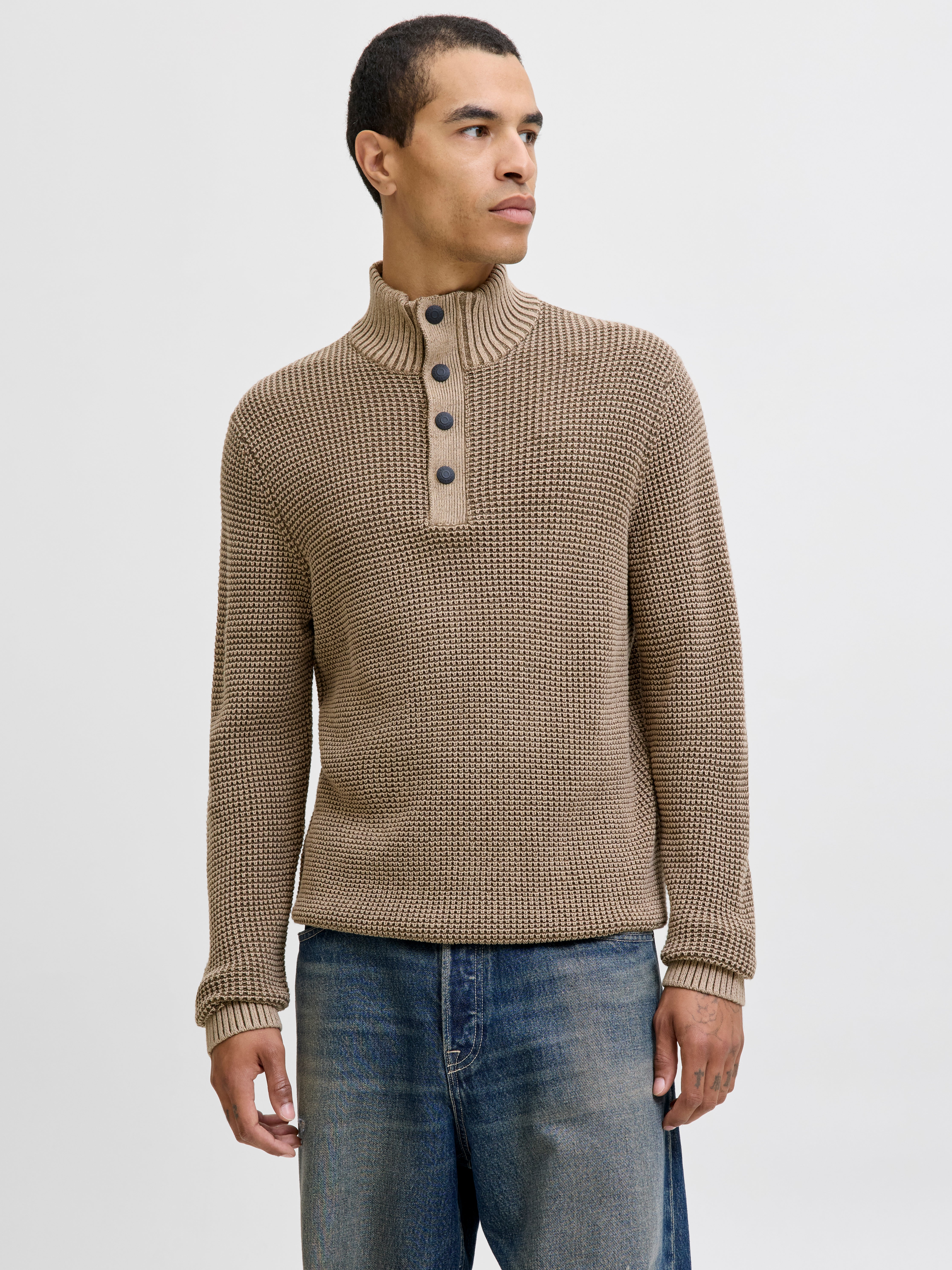 Einfarbig Strickpullover