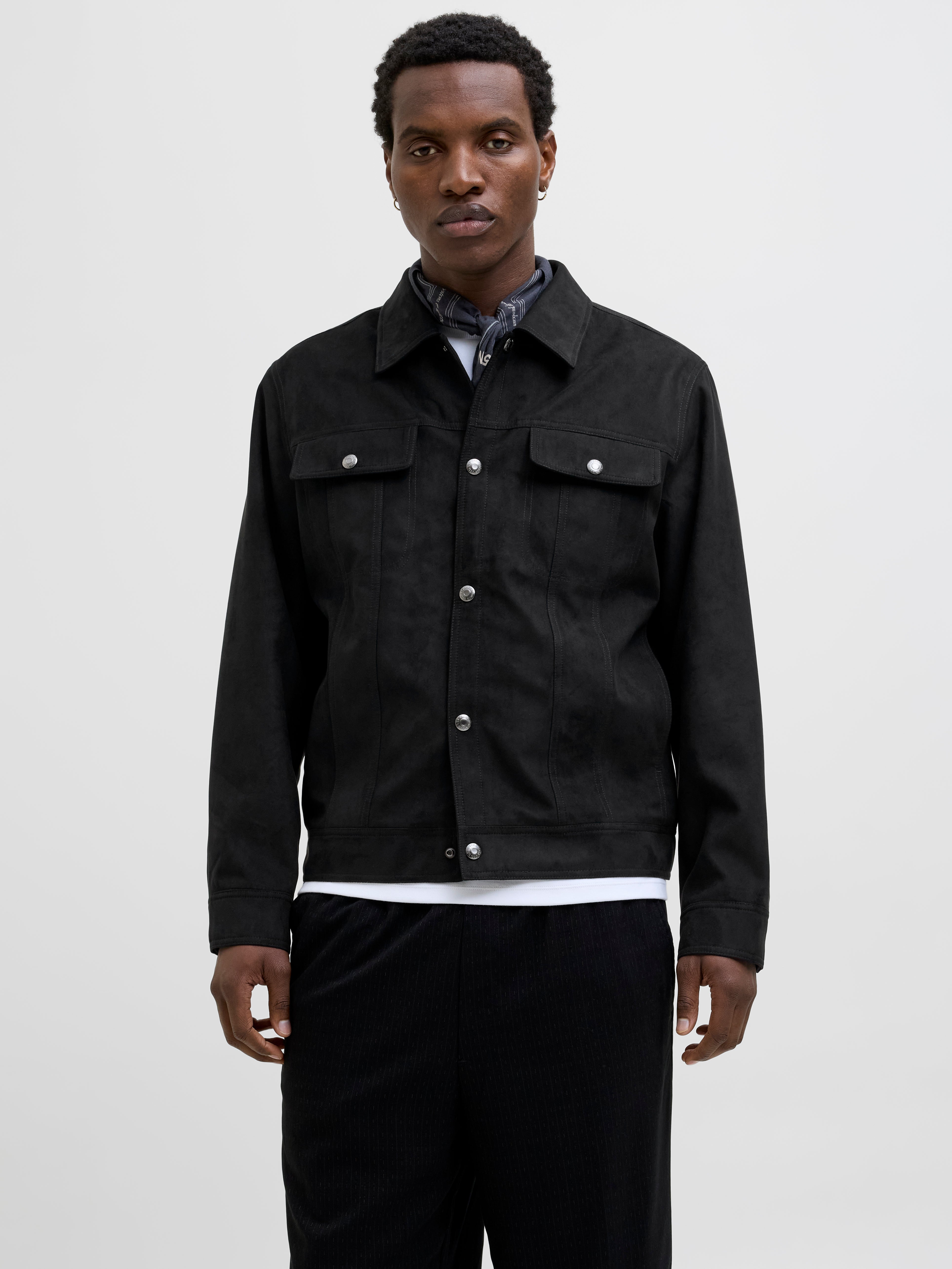 Jack & Jones - Giacca harrington blu navy con colletto in velluto a