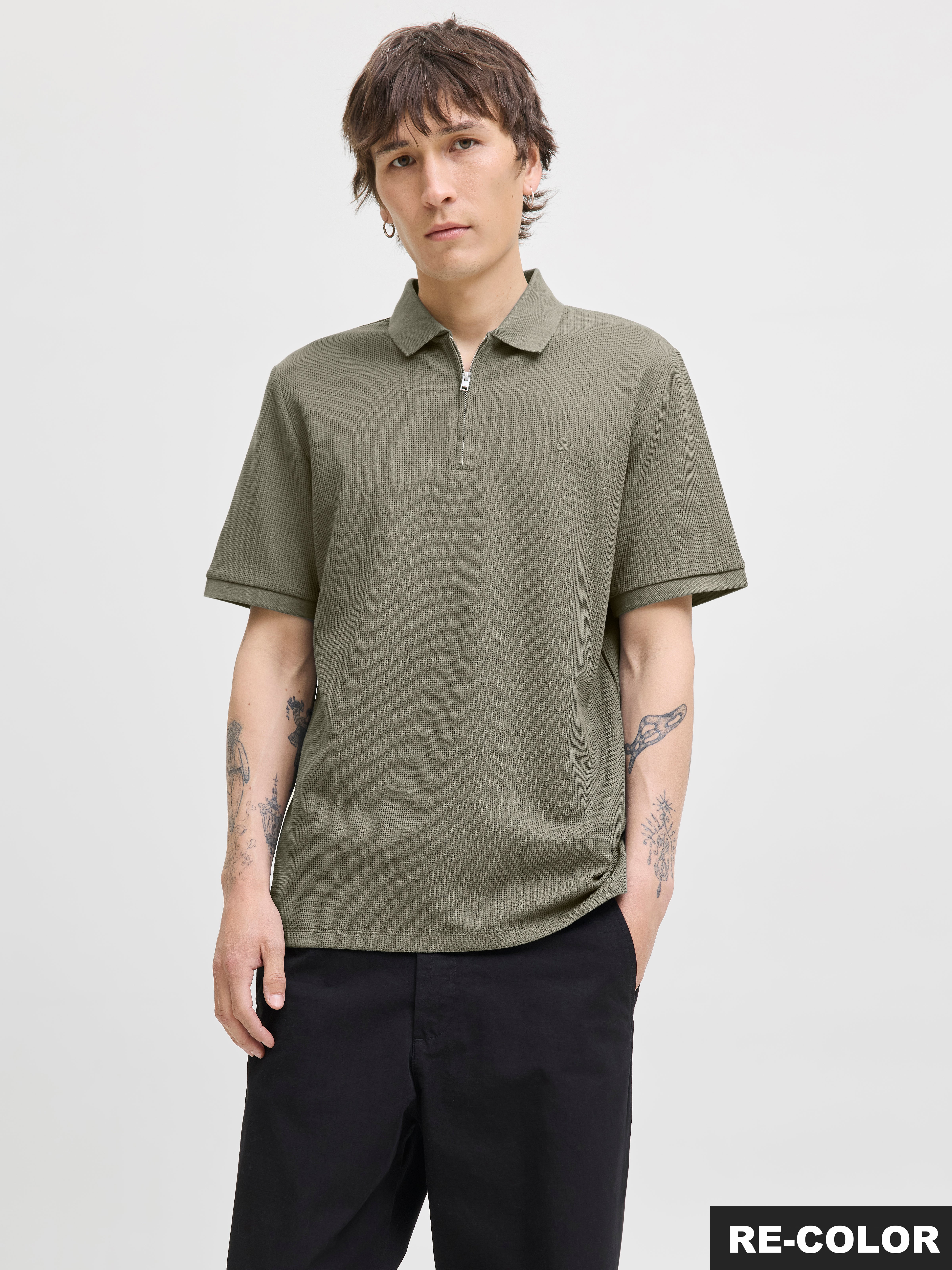 Einfarbig Poloshirt