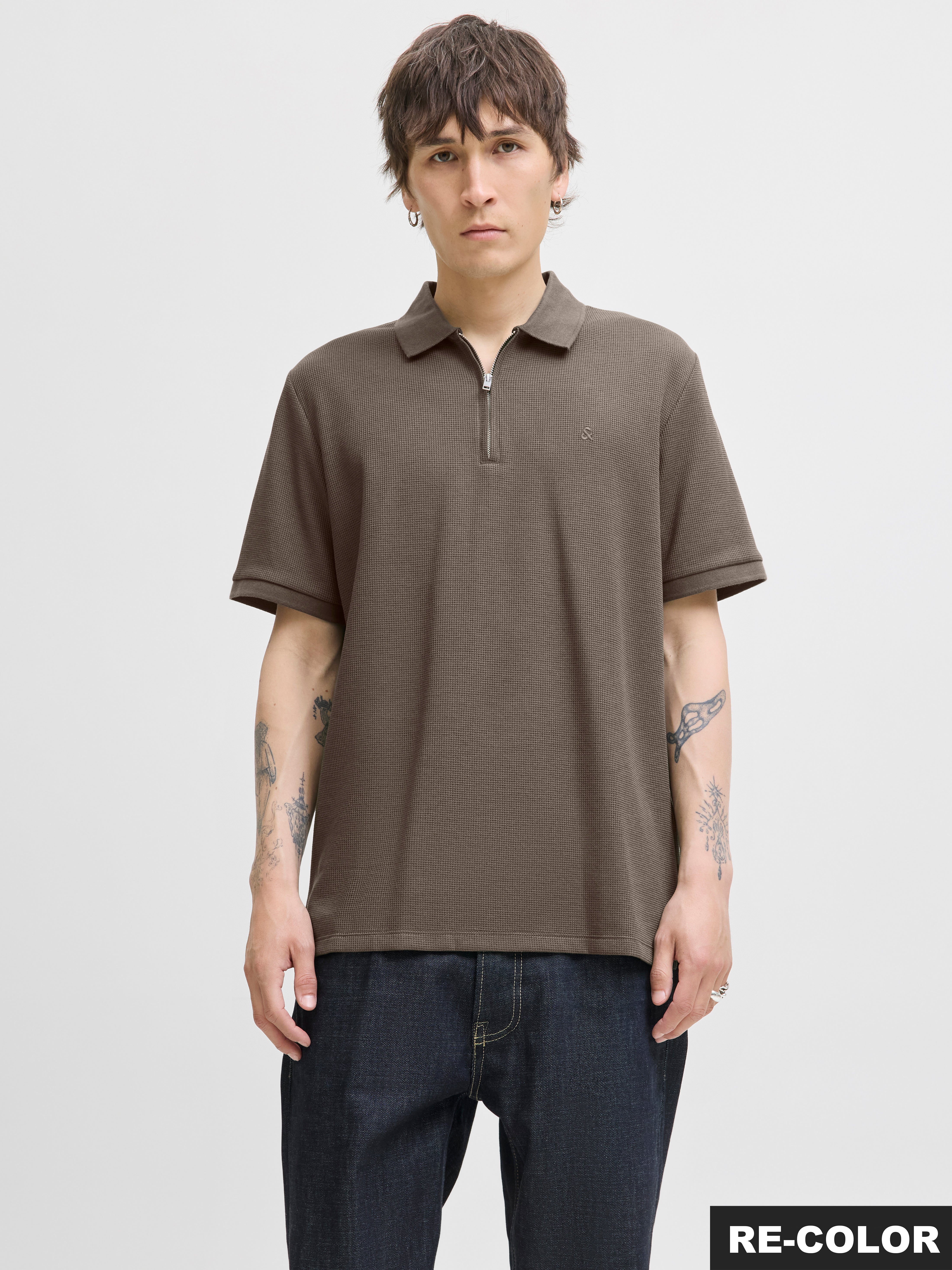 Einfarbig Poloshirt