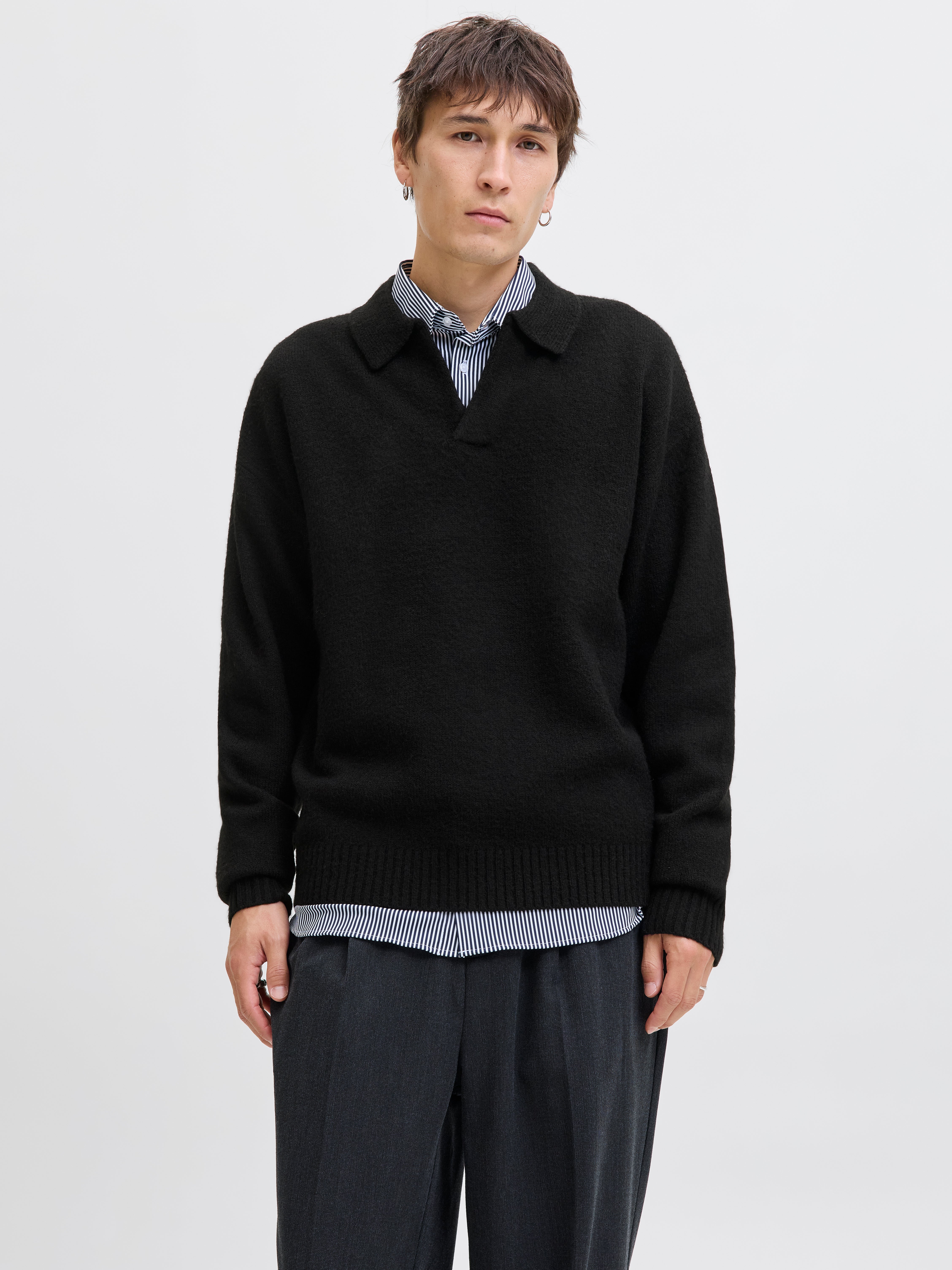 Einfarbig Gestricktes Polo