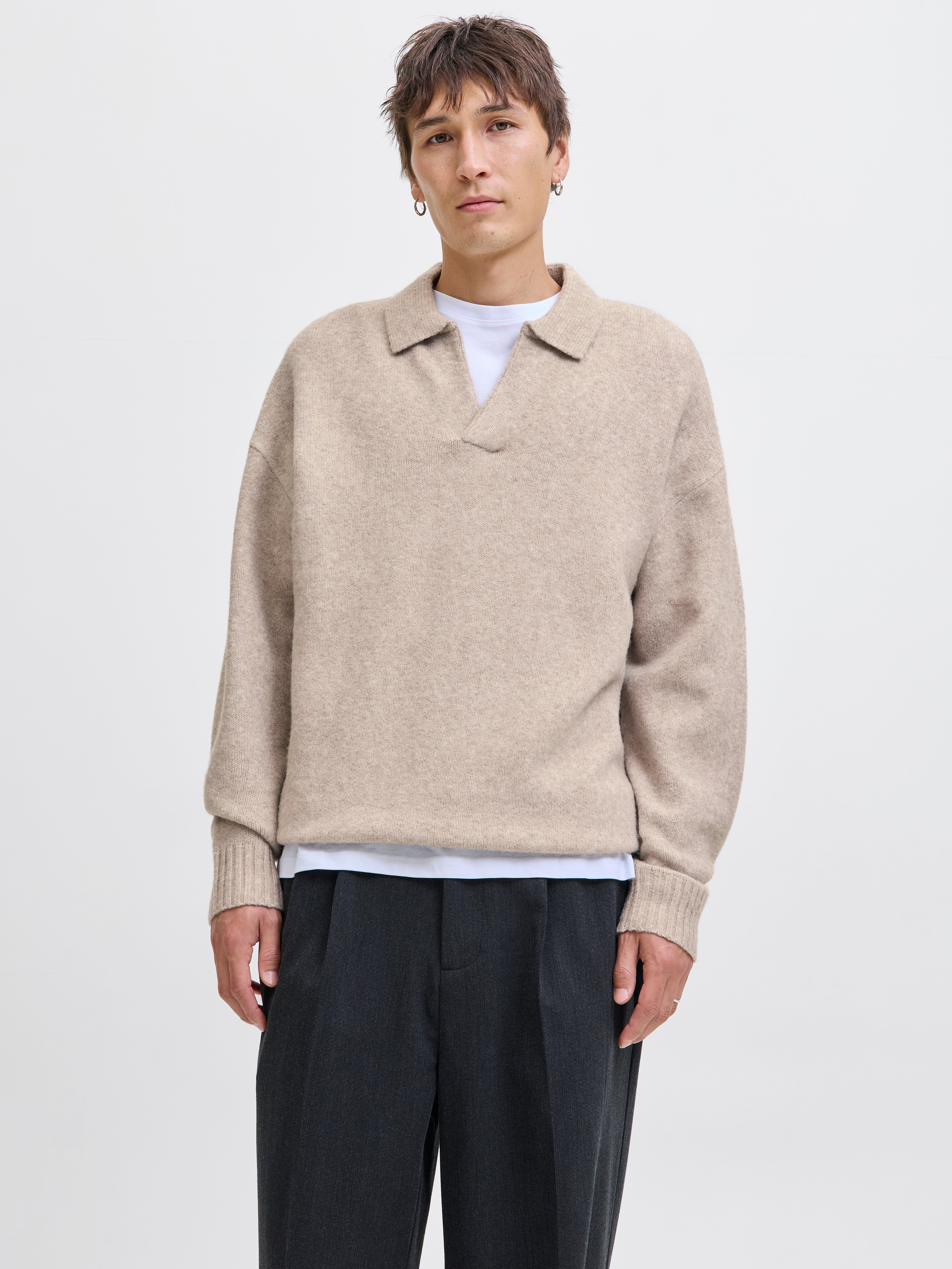 Einfarbig Gestricktes Polo